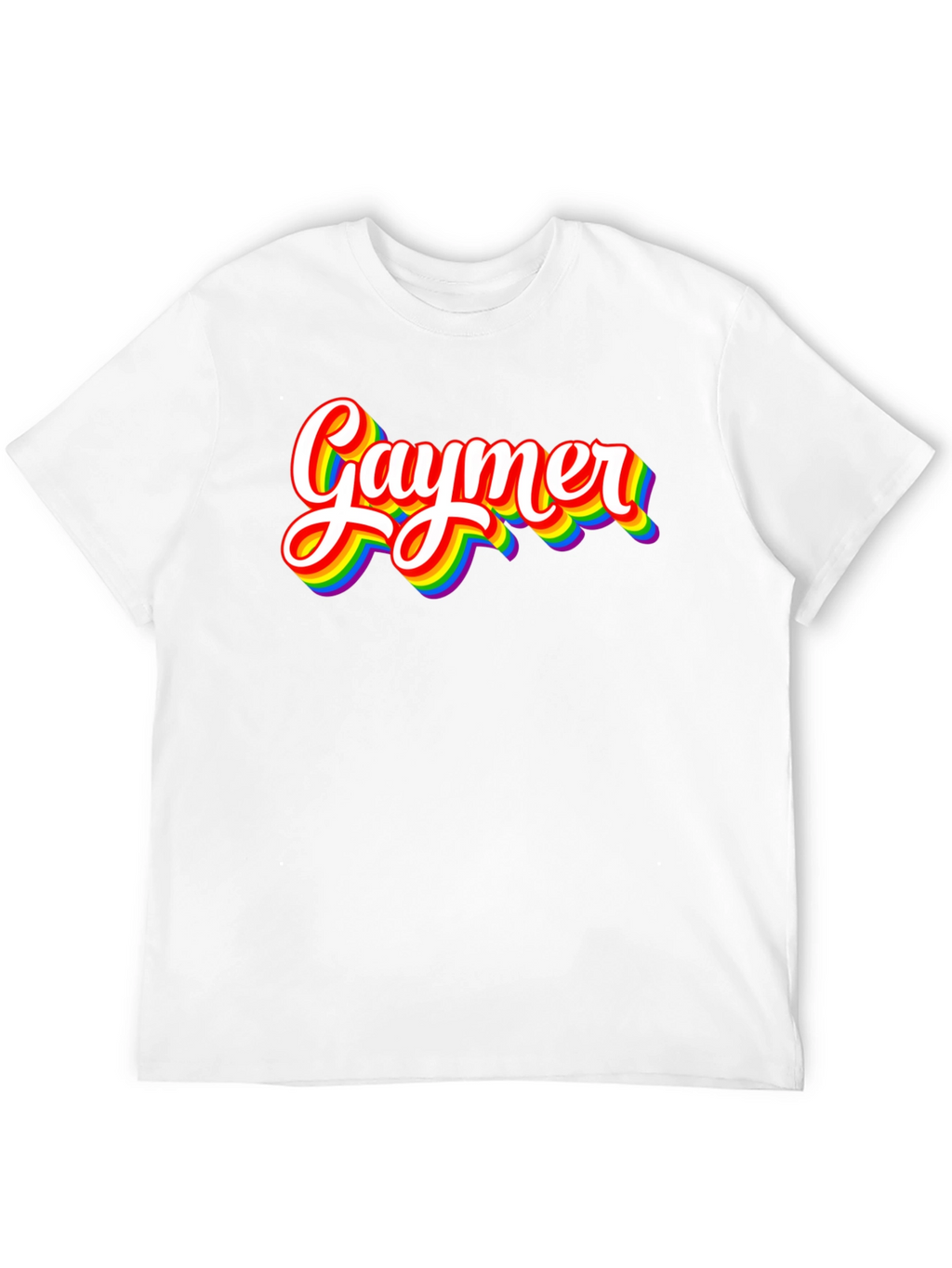 Gaymer Pride T-Shirt - Rainbow Text Design