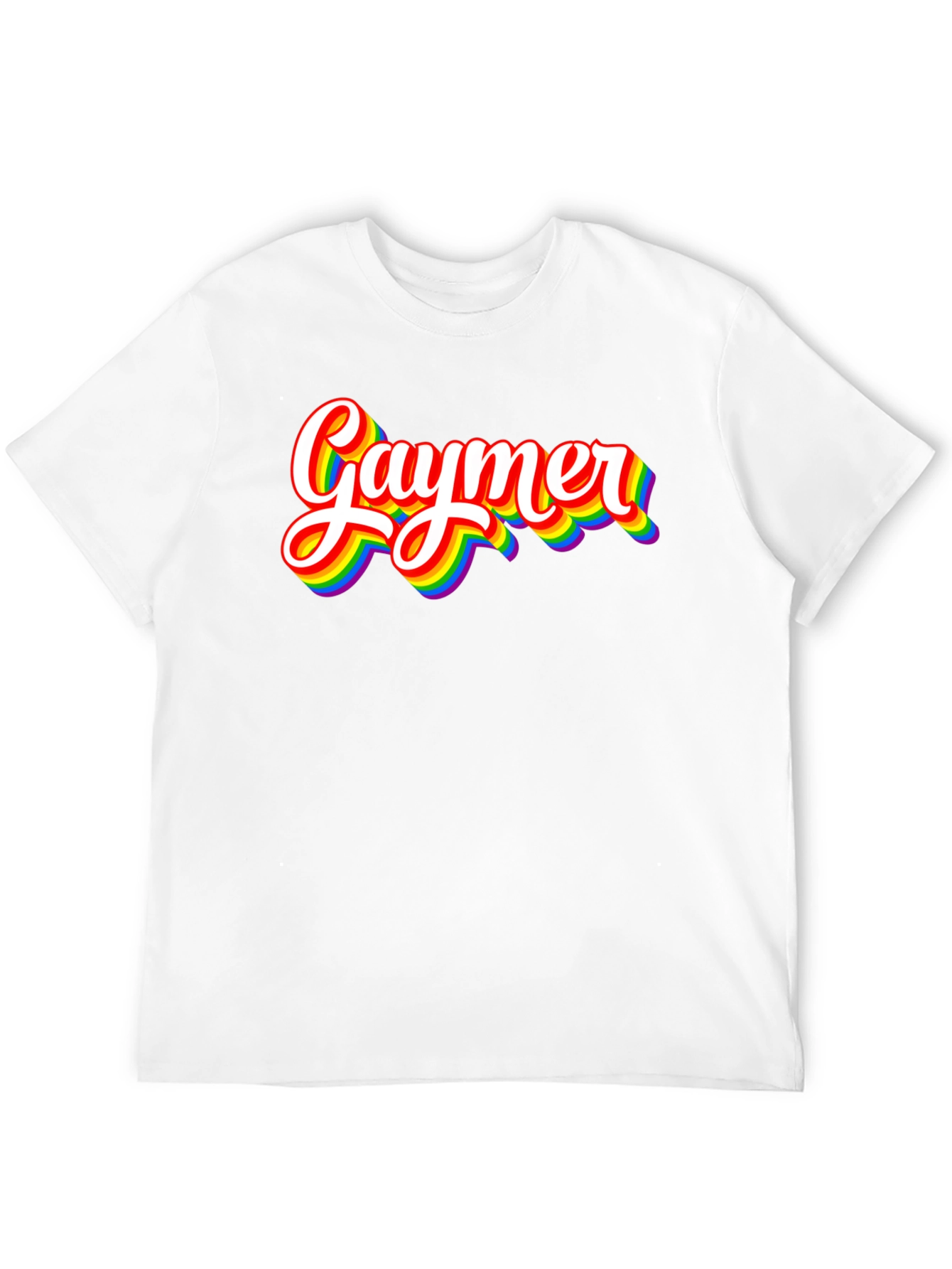 Gaymer Pride T-Shirt - Rainbow Text Design