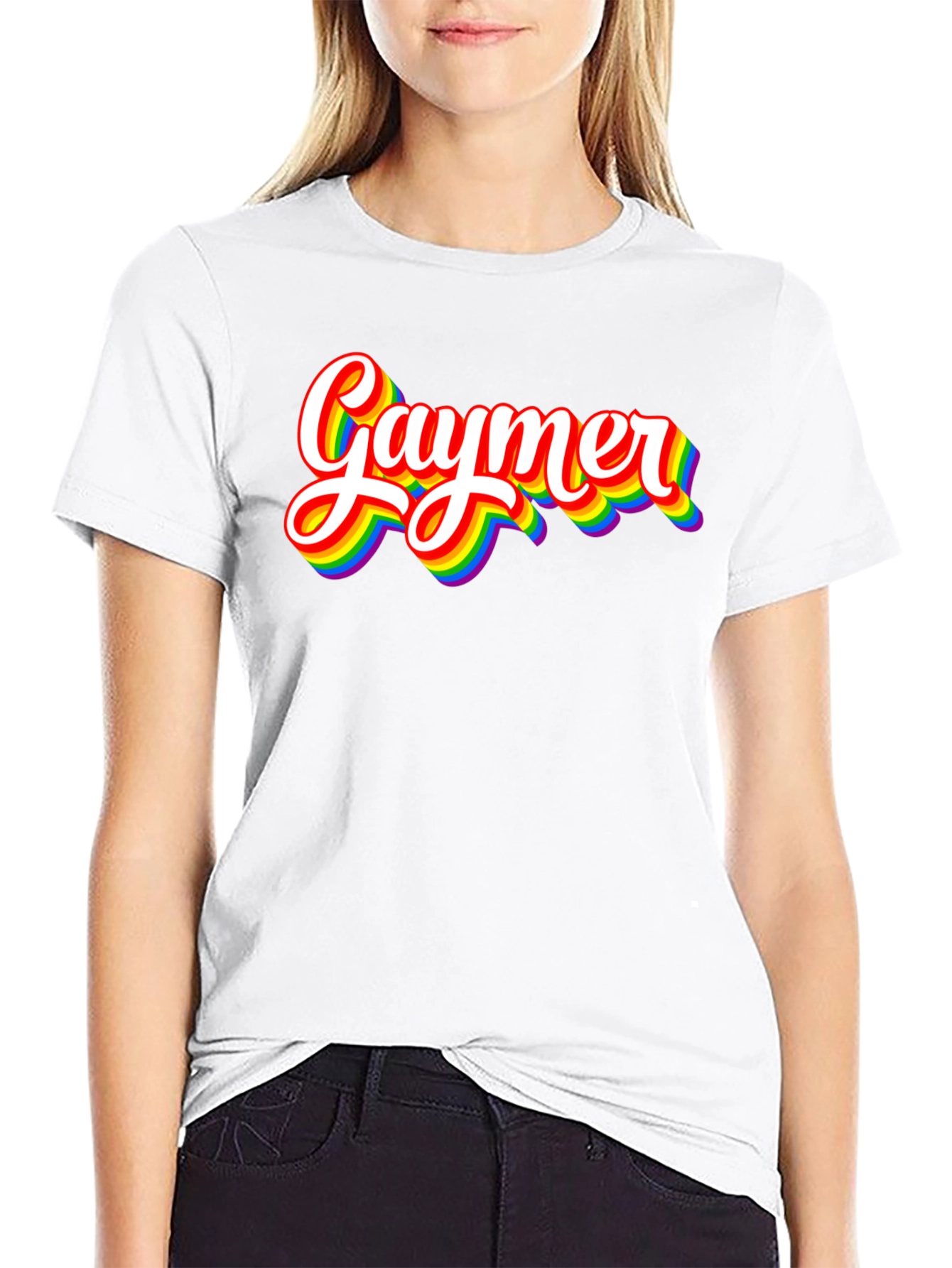 Gaymer Pride T-Shirt - Rainbow Text Design