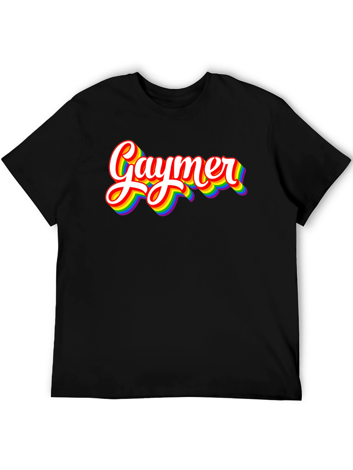 Gaymer Pride T-Shirt - Rainbow Text Design