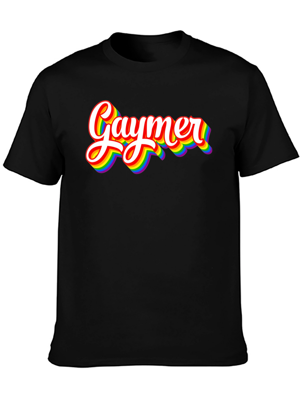 Gaymer Pride T-Shirt - Rainbow Text Design