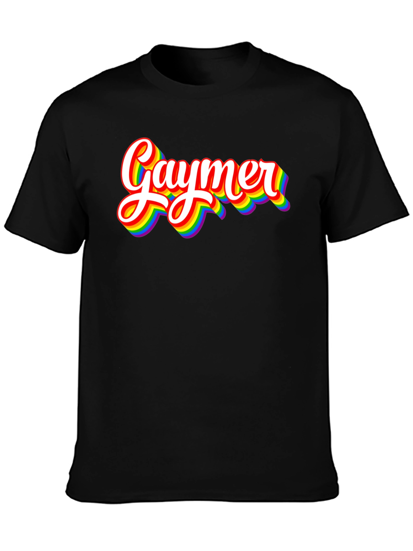 Gaymer Pride T-Shirt - Rainbow Text Design