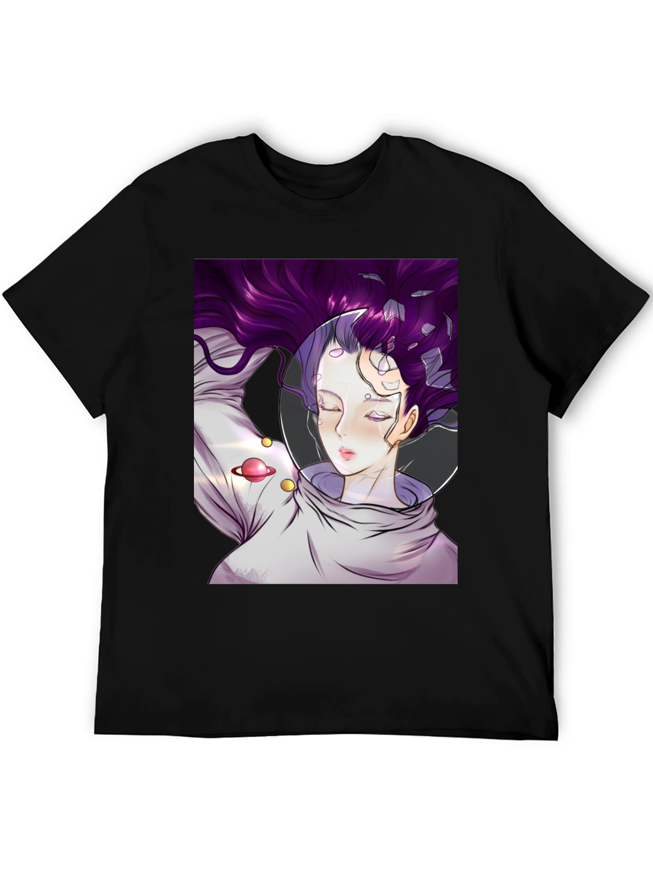 Astronaut Girl Black T-Shirt - Space Dreamer Tee