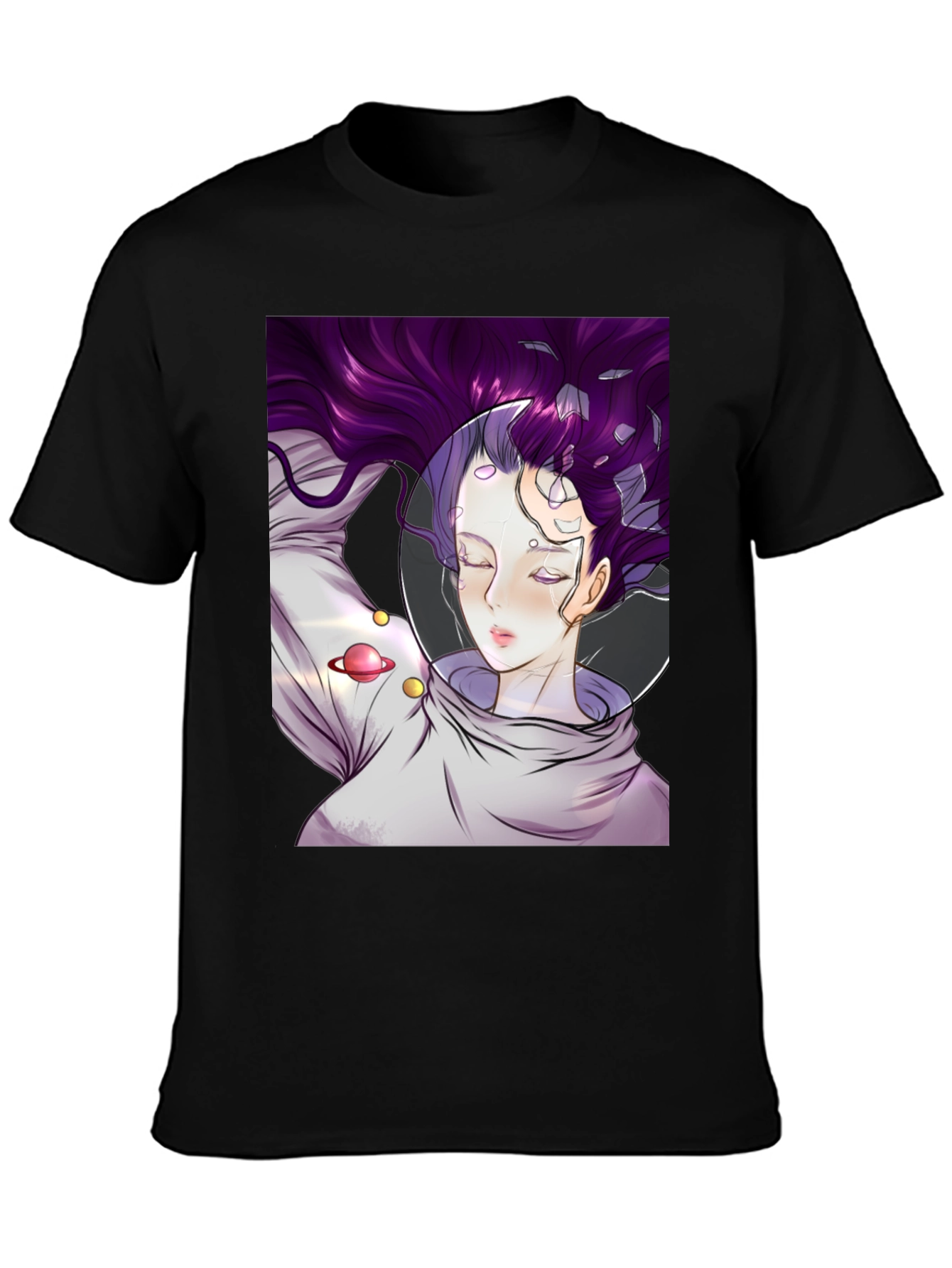 Astronaut Girl Black T-Shirt - Space Dreamer Tee