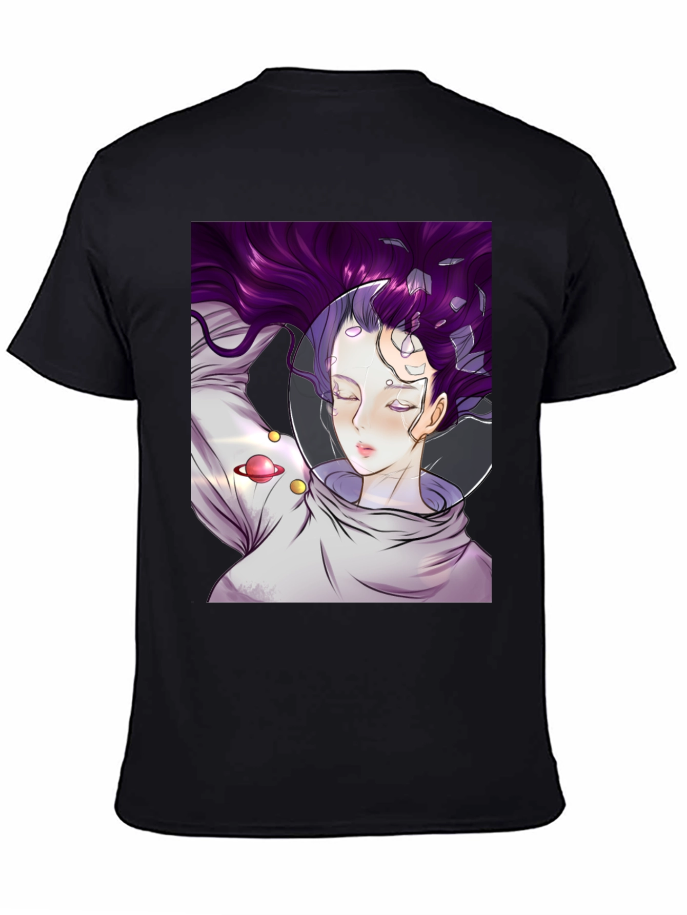 Astronaut Girl Black T-Shirt - Space Dreamer Tee