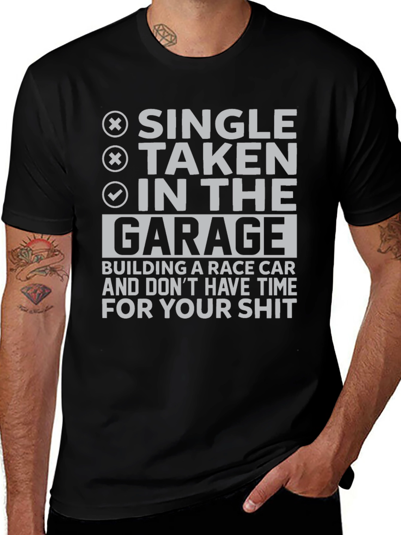 Garage Race Car Building Humor T-Shirt