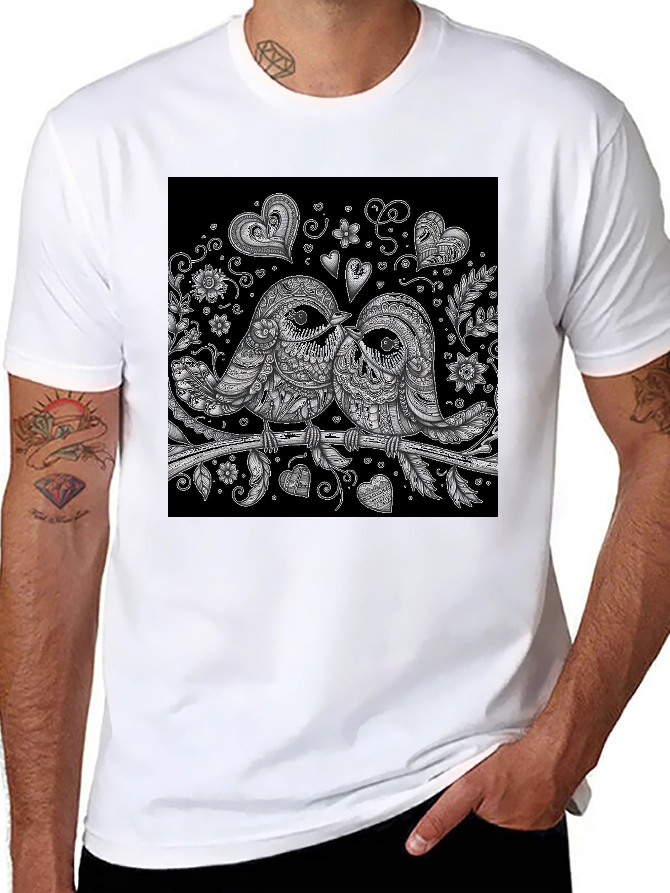 Love Birds Graphic T-Shirt - Black