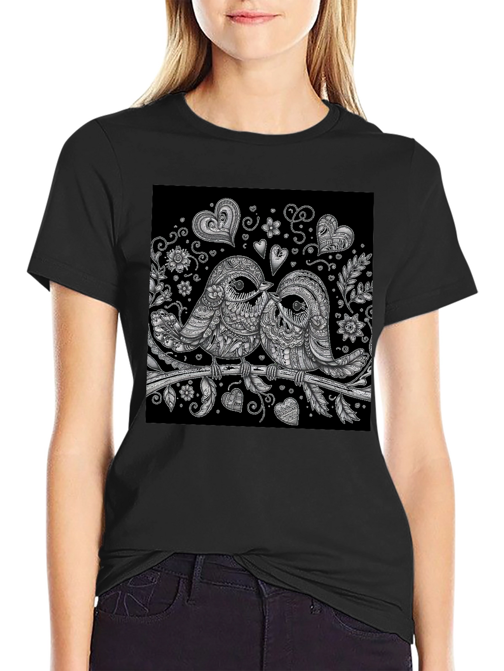Love Birds Graphic T-Shirt - Black
