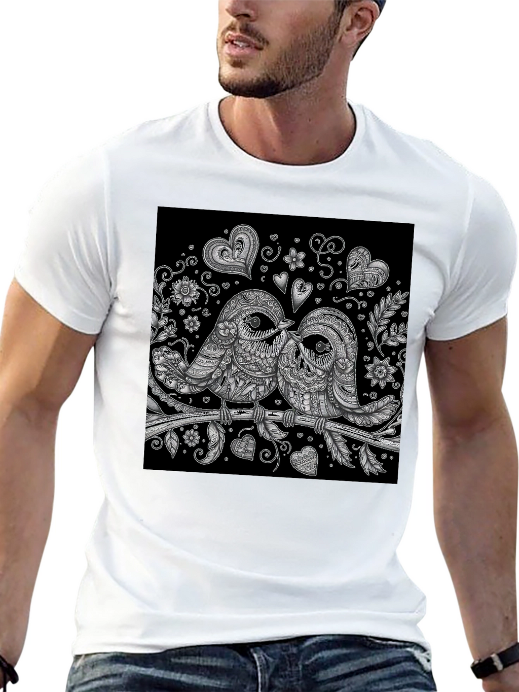 Love Birds Graphic T-Shirt - Black