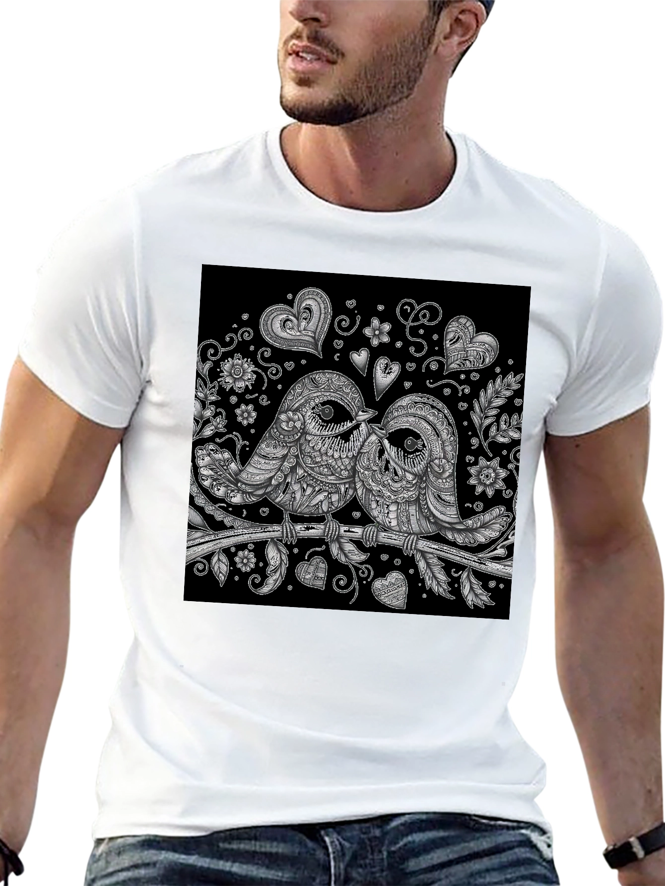 Love Birds Graphic T-Shirt - Black