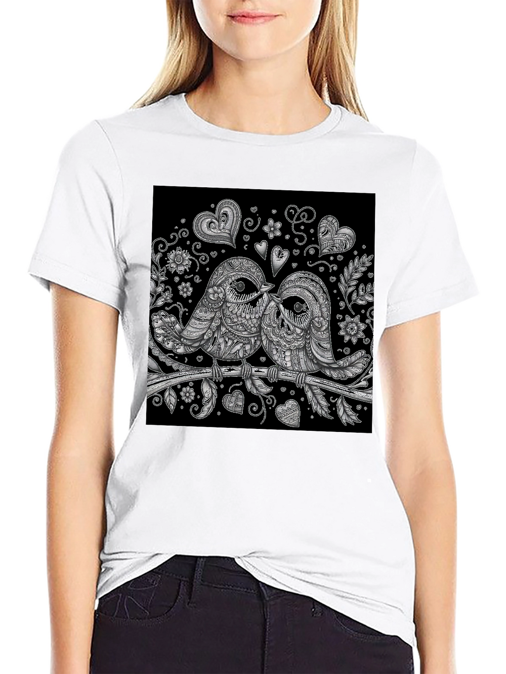 Love Birds Graphic T-Shirt - Black