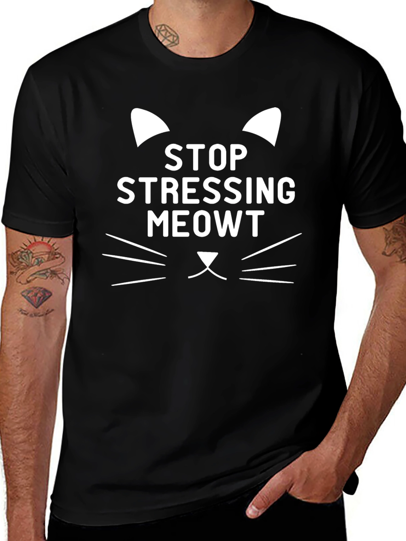 Stop Stressing Meowt T-Shirt - Cute Cat Graphic Tee