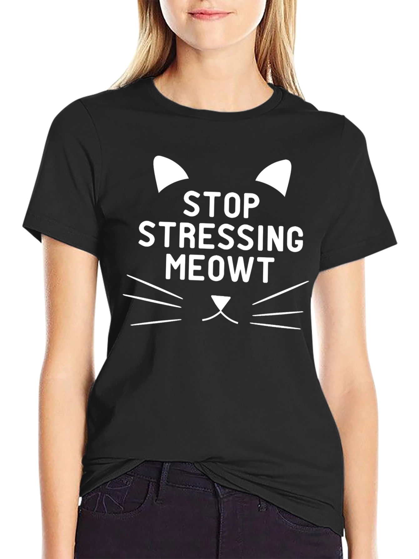 Stop Stressing Meowt T-Shirt - Cute Cat Graphic Tee