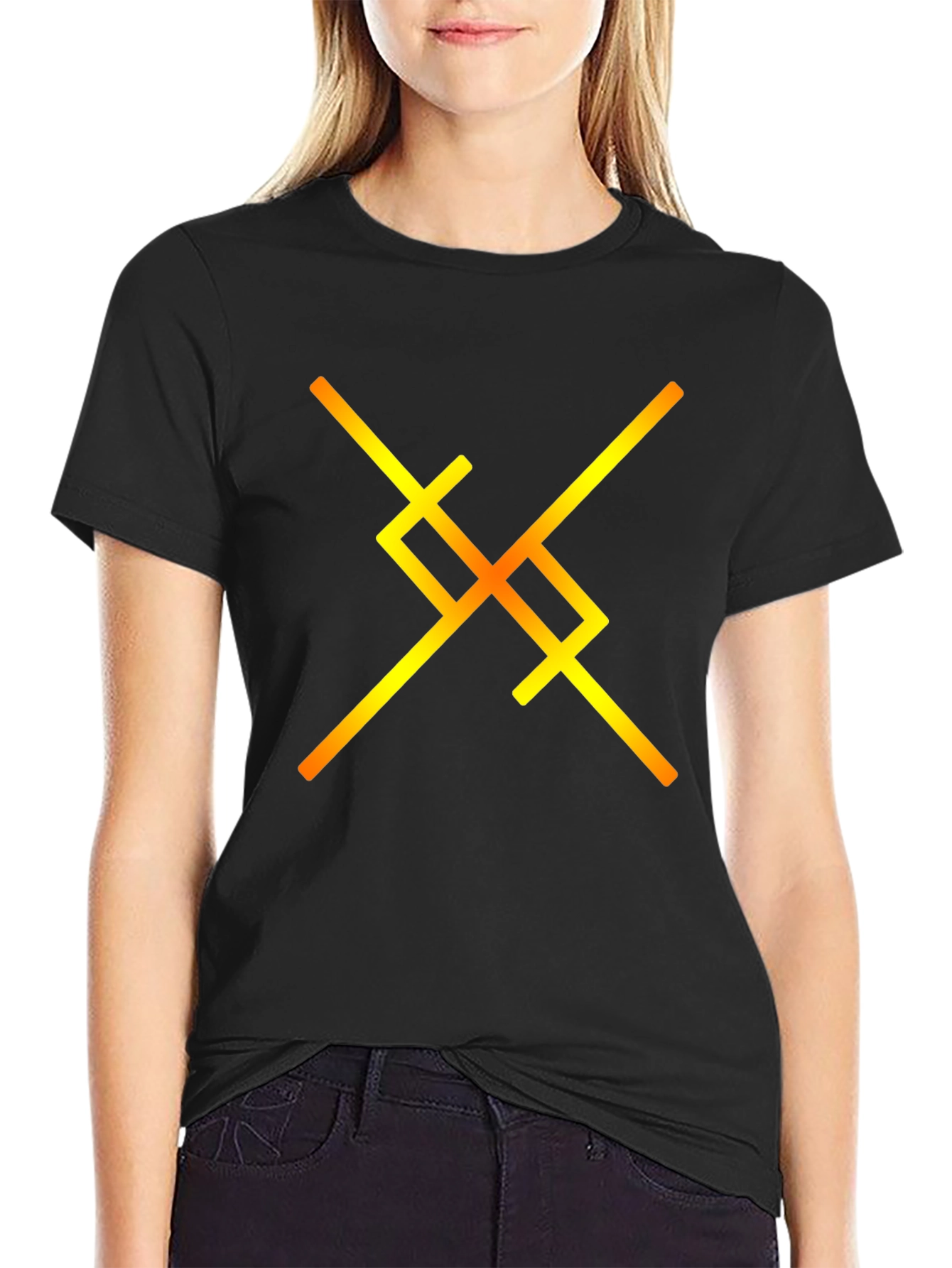 Abstract Graphic Print Black Tee