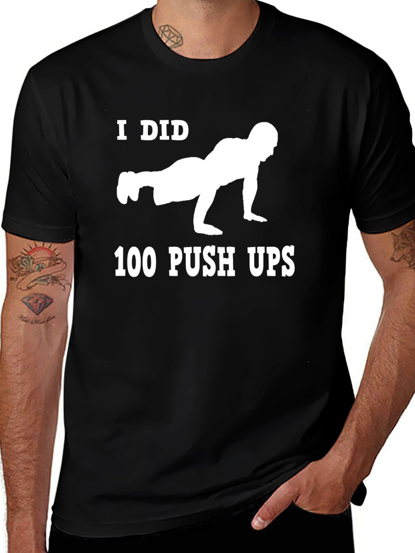 I Did 100 Push Ups Graphic Tee - Black Cotton T-Shirt