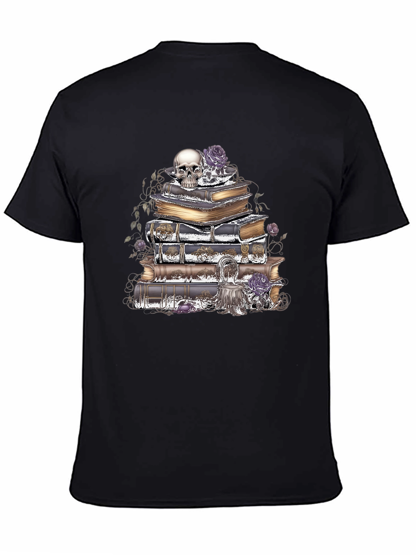 Skull & Books Graphic T-Shirt - Gothic Style