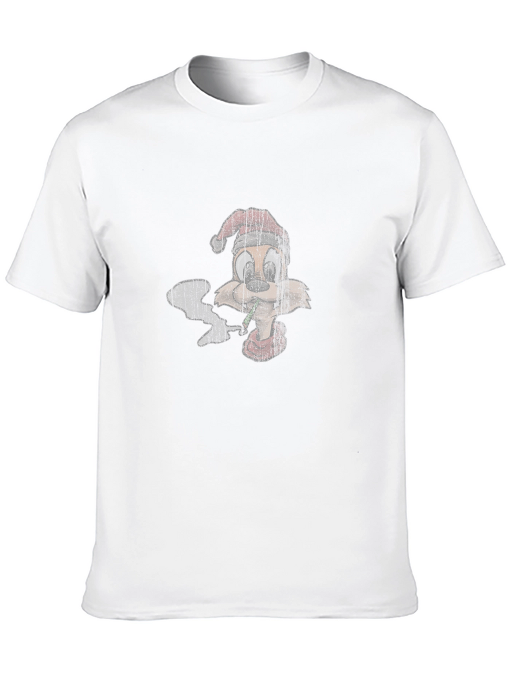 Cartoon Smoking Squirrel Santa Hat T-Shirt