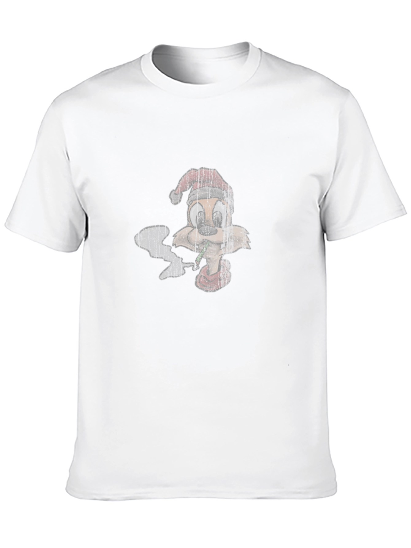 Cartoon Smoking Squirrel Santa Hat T-Shirt