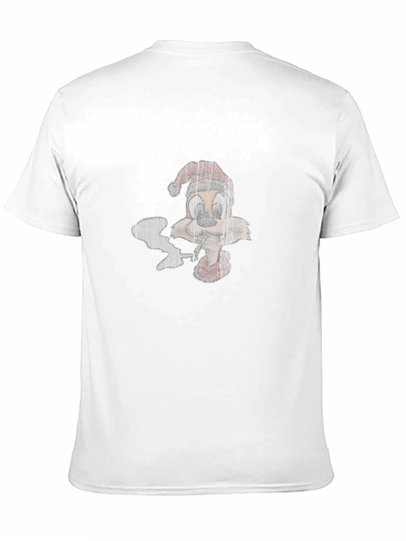 Cartoon Smoking Squirrel Santa Hat T-Shirt