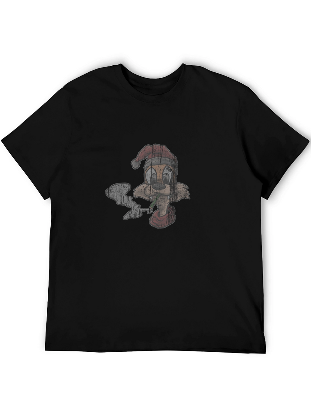 Cartoon Smoking Squirrel Santa Hat T-Shirt