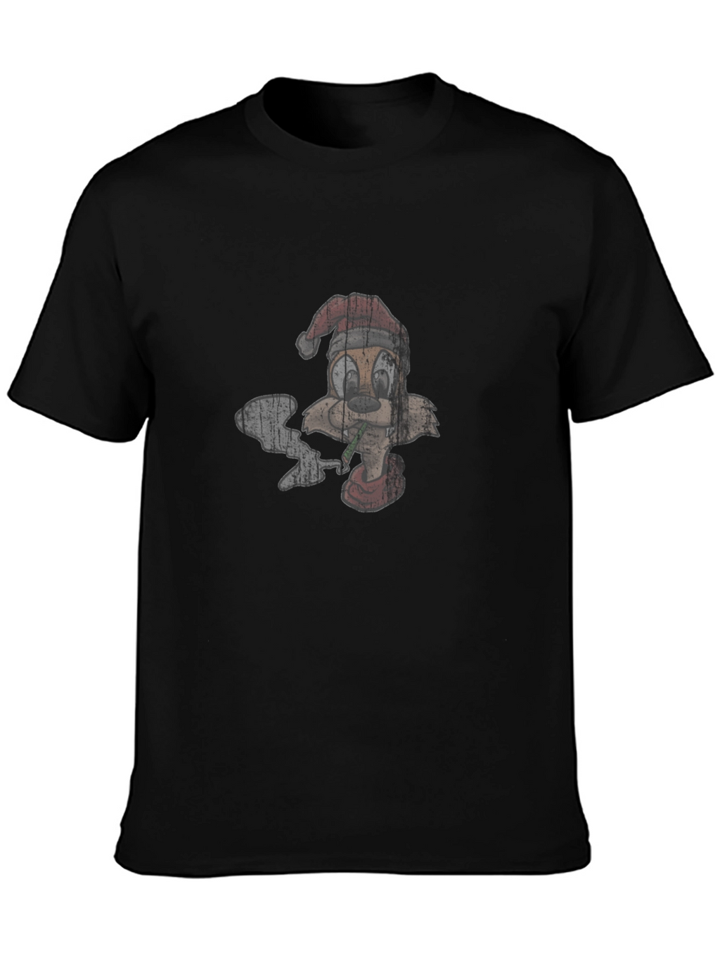 Cartoon Smoking Squirrel Santa Hat T-Shirt