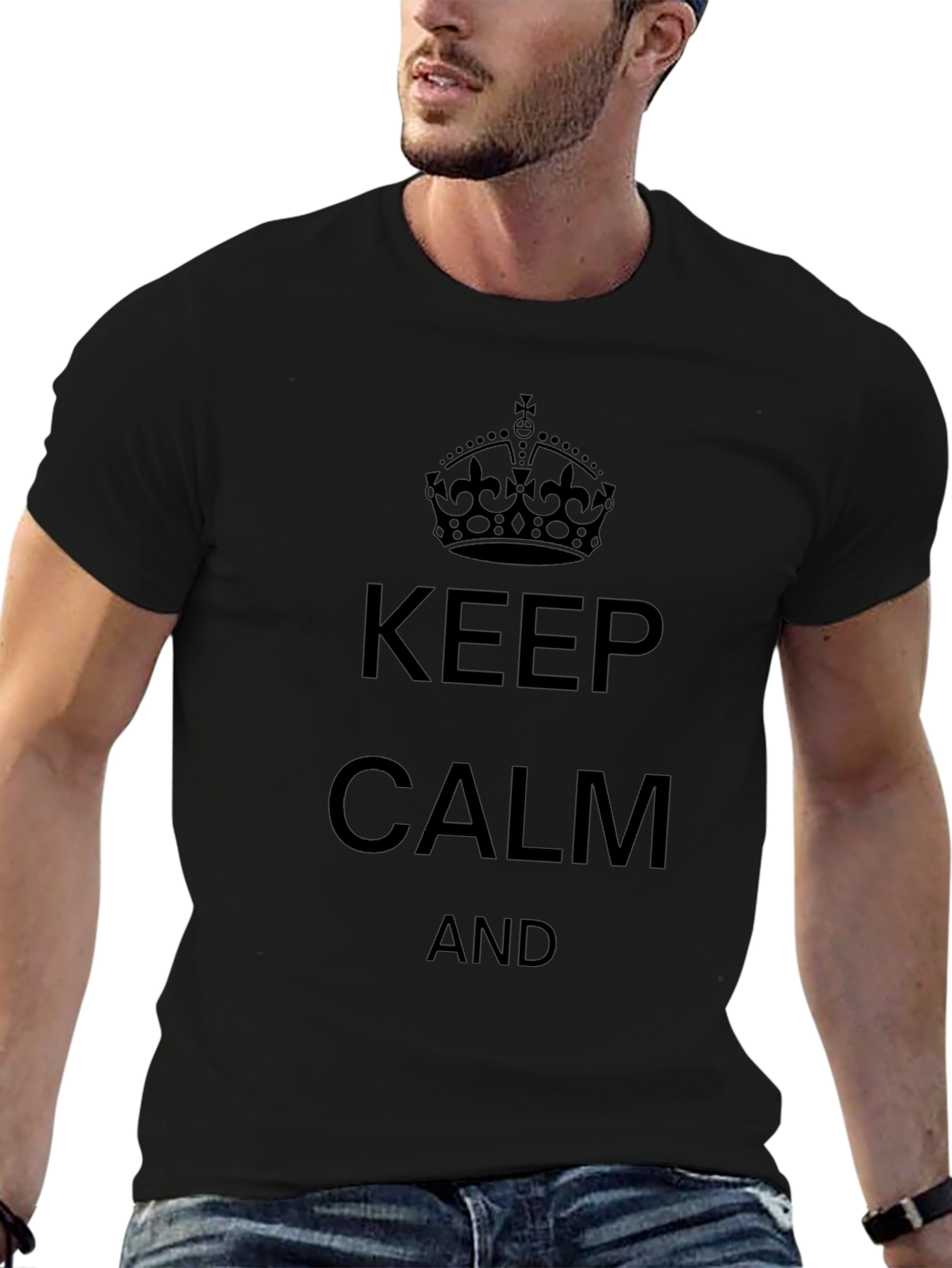 Keep Calm Graphic Tee - Black Cotton Blend