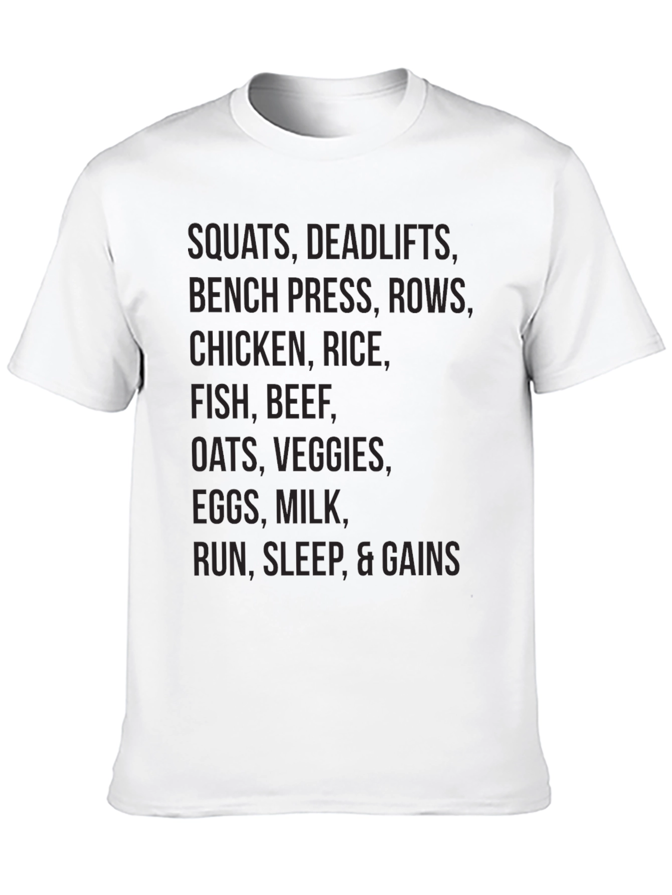 Workout & Nutrition T-Shirt: Squats Deadlifts & Gains