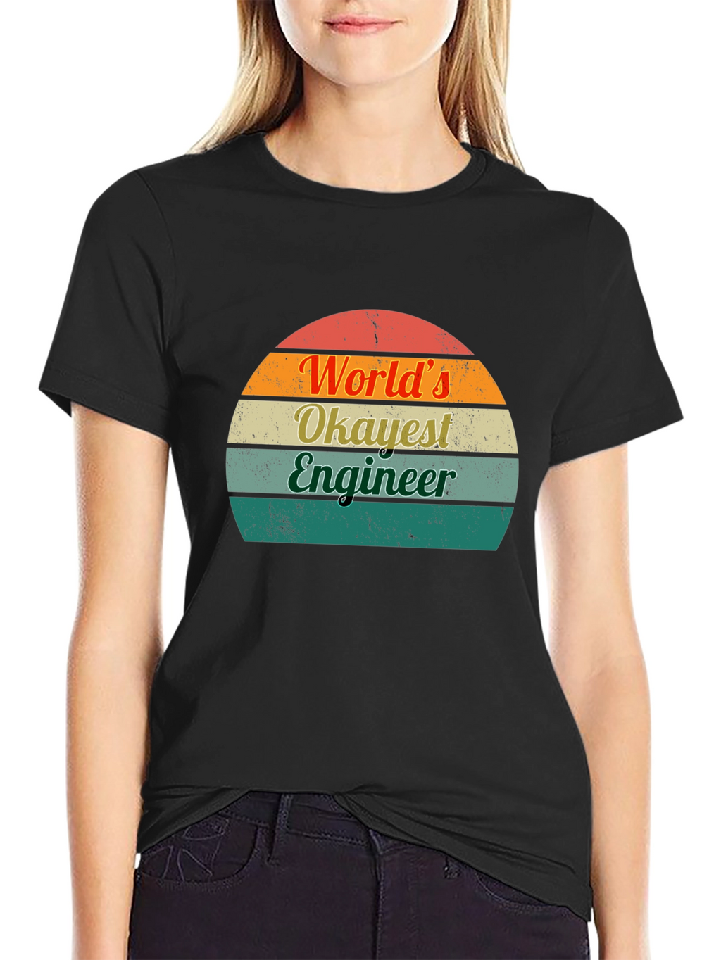 Worlds Okayest Engineer T-Shirt Retro Design