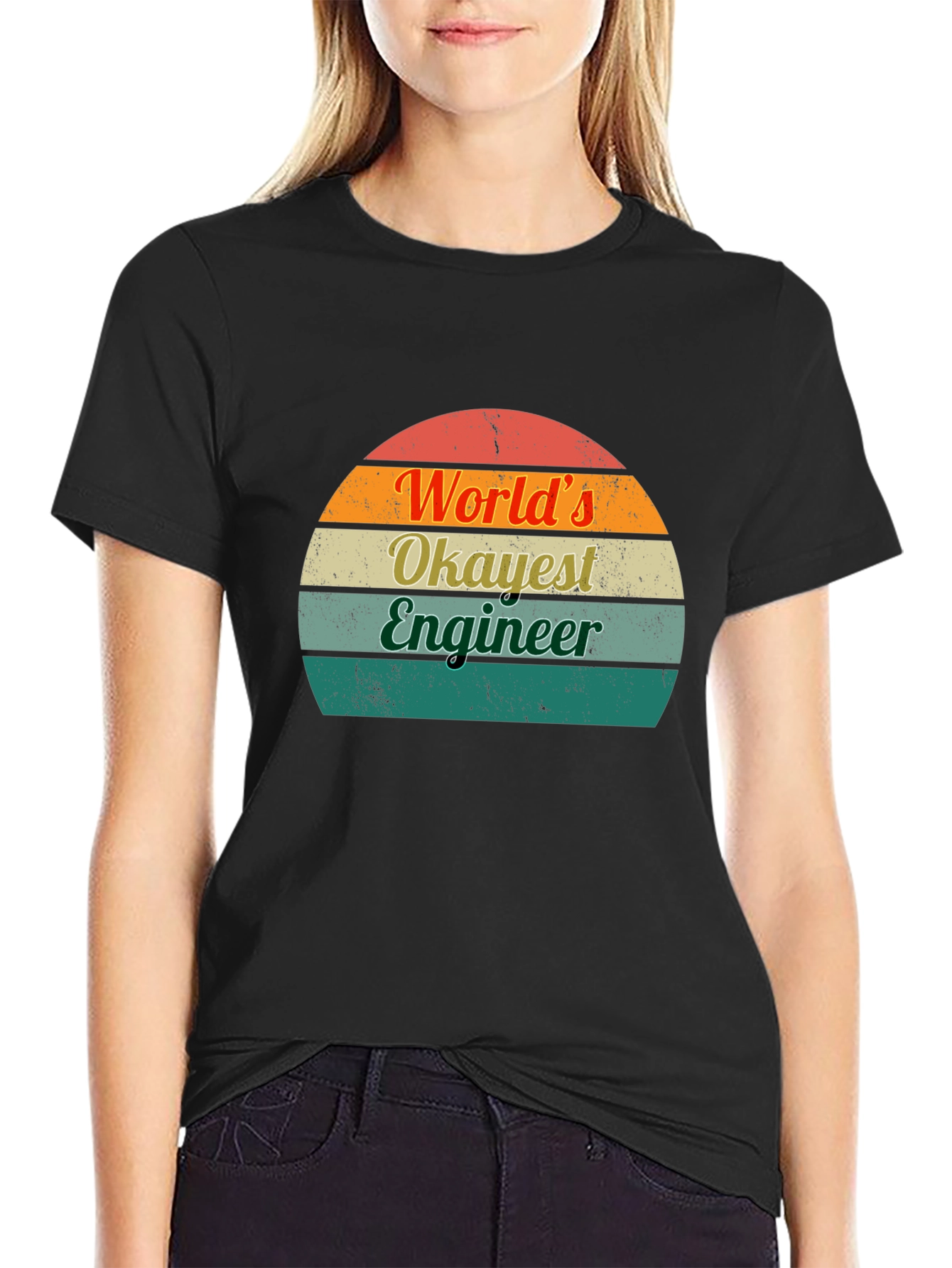 Worlds Okayest Engineer T-Shirt Retro Design