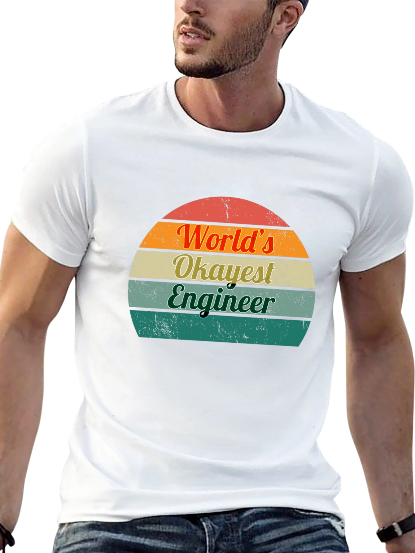 Worlds Okayest Engineer T-Shirt Retro Design