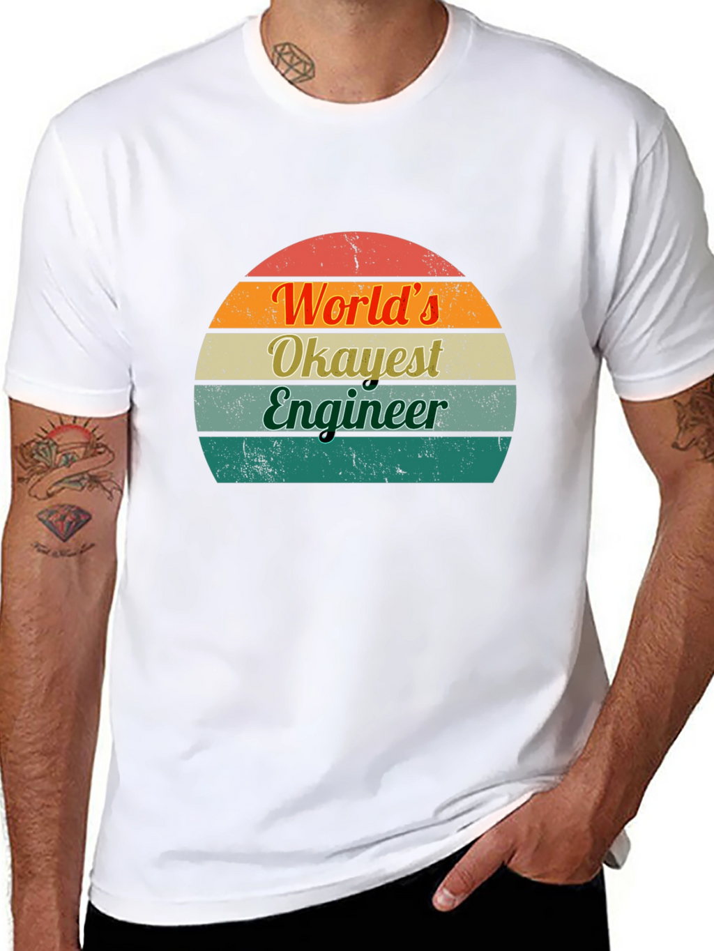 Worlds Okayest Engineer T-Shirt Retro Design