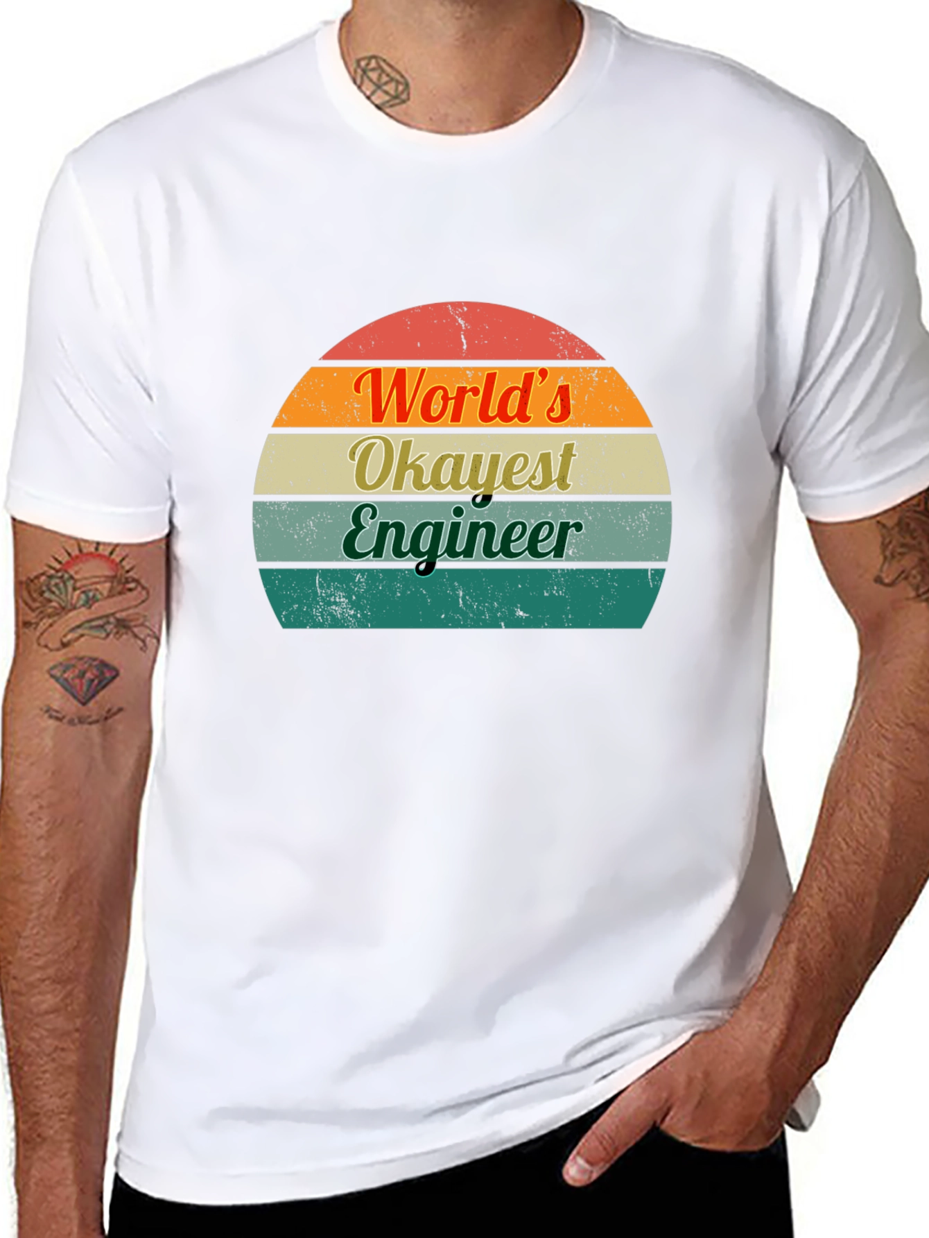 Worlds Okayest Engineer T-Shirt Retro Design