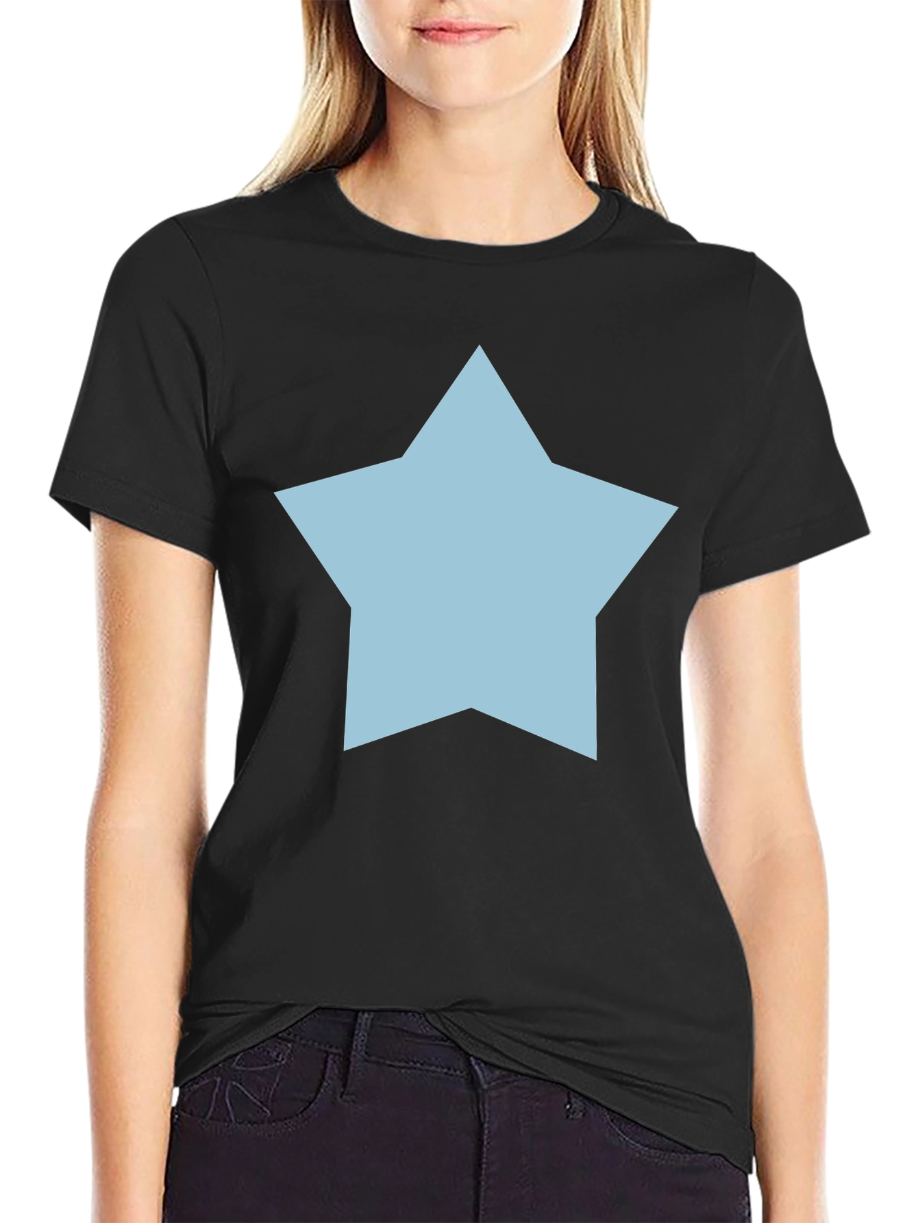 Star Graphic Tee - Casual Black Cotton T-Shirt
