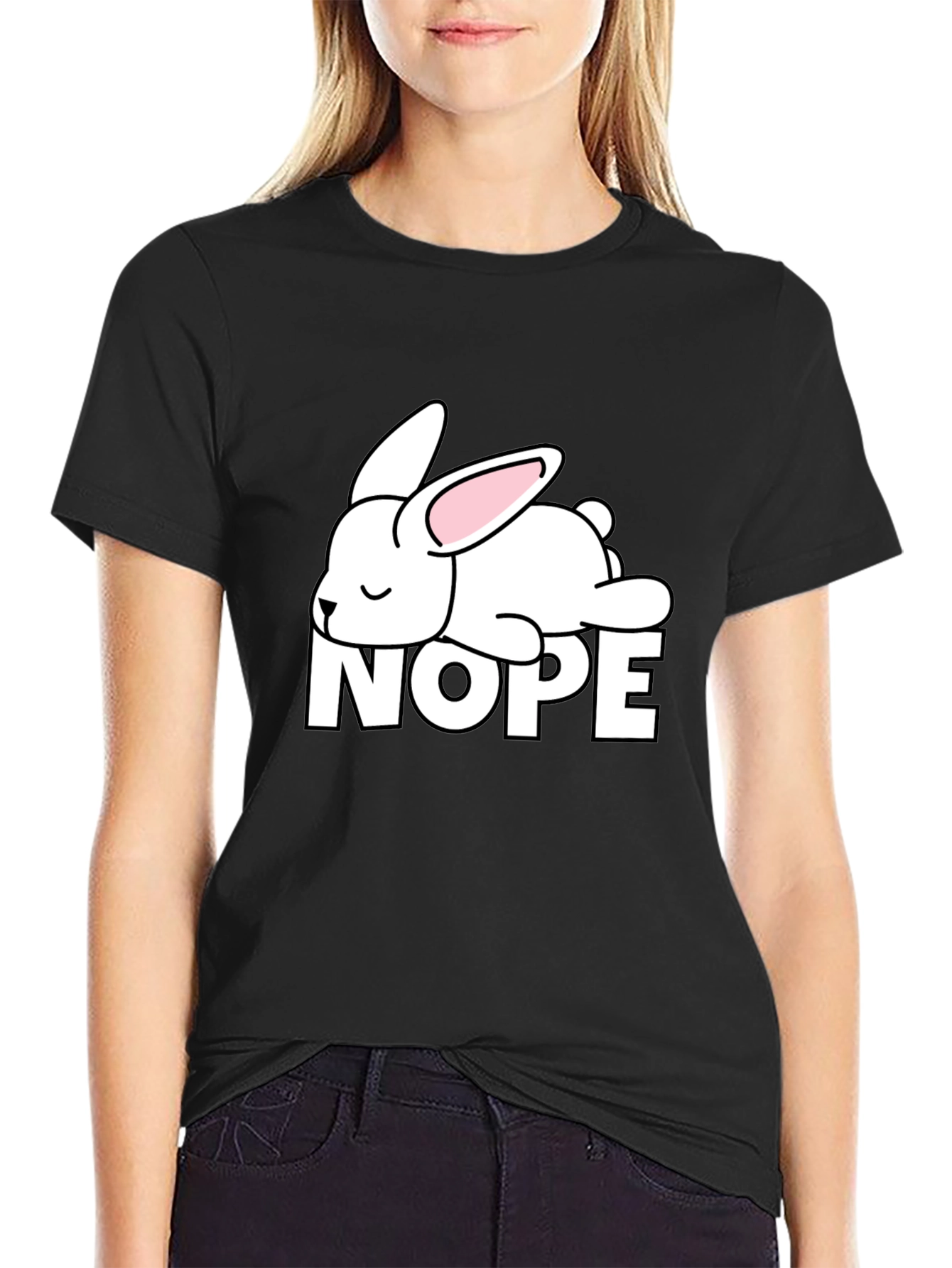 Nope Lazy Bunny T-Shirt - Soft Cotton Relaxed Fit