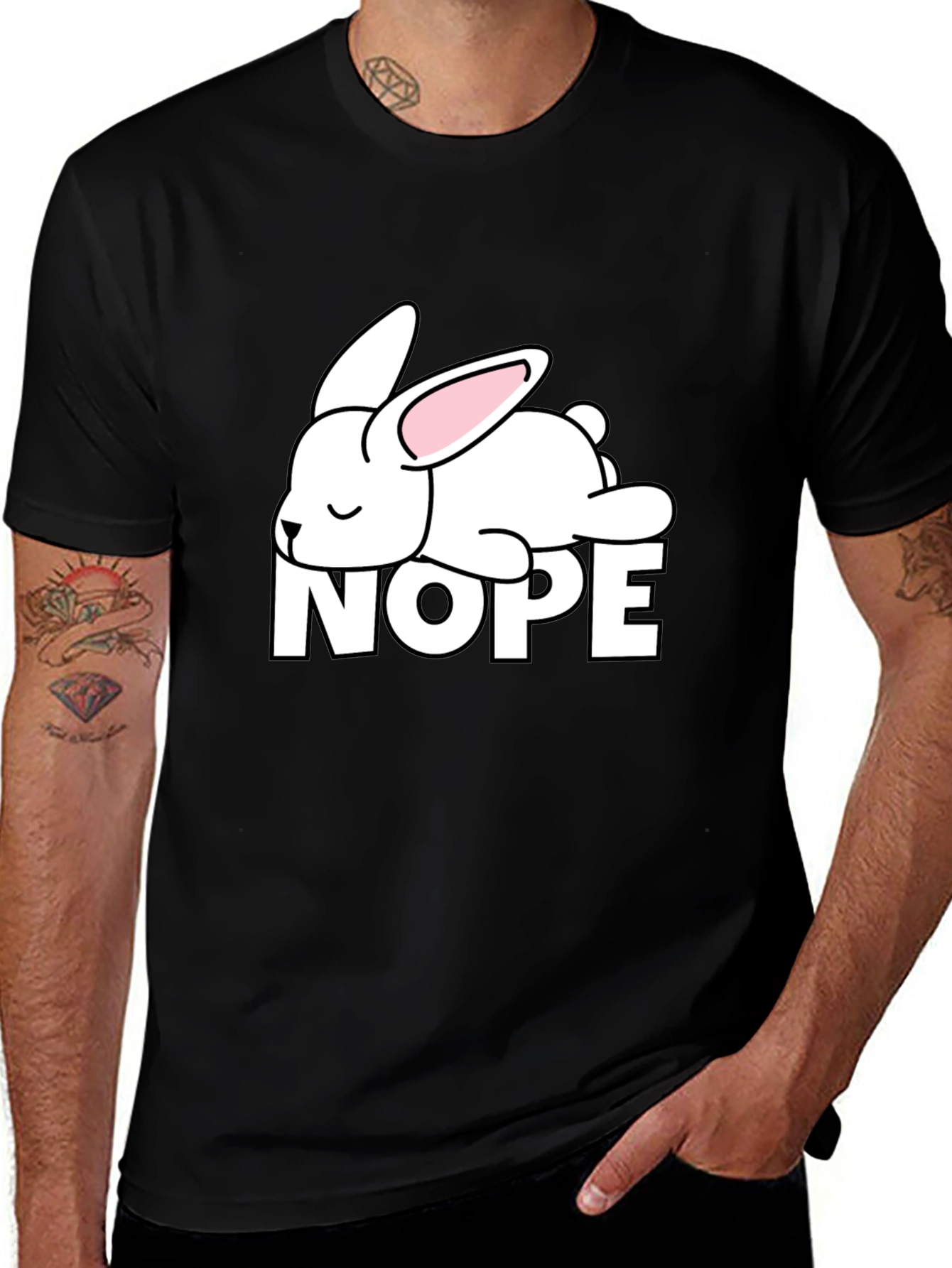 Nope Lazy Bunny T-Shirt - Soft Cotton Relaxed Fit