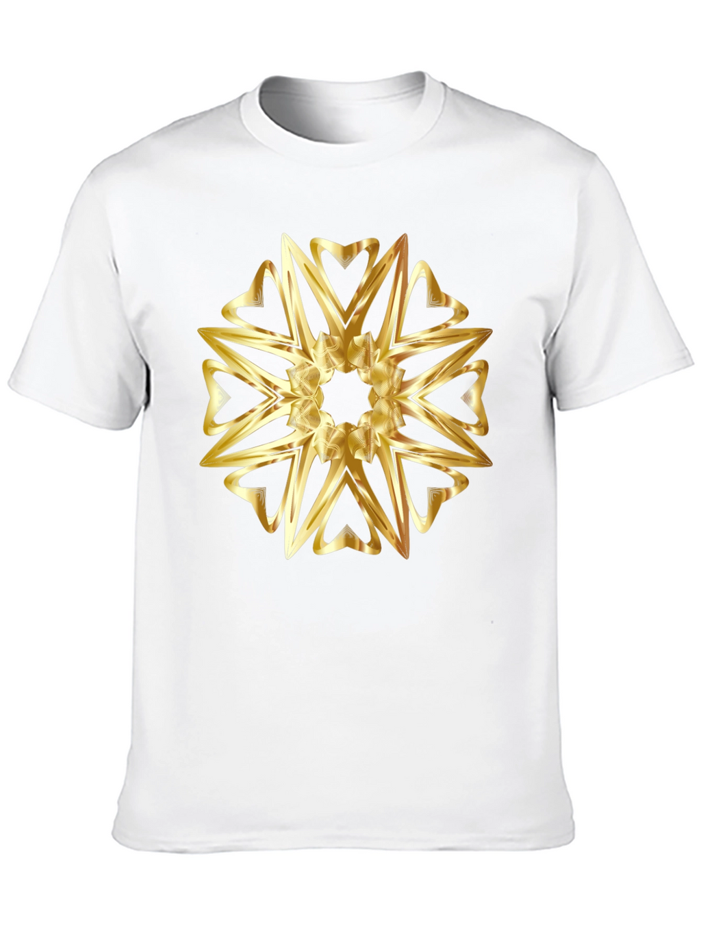 Golden Heart Mandala Graphic Black T-Shirt