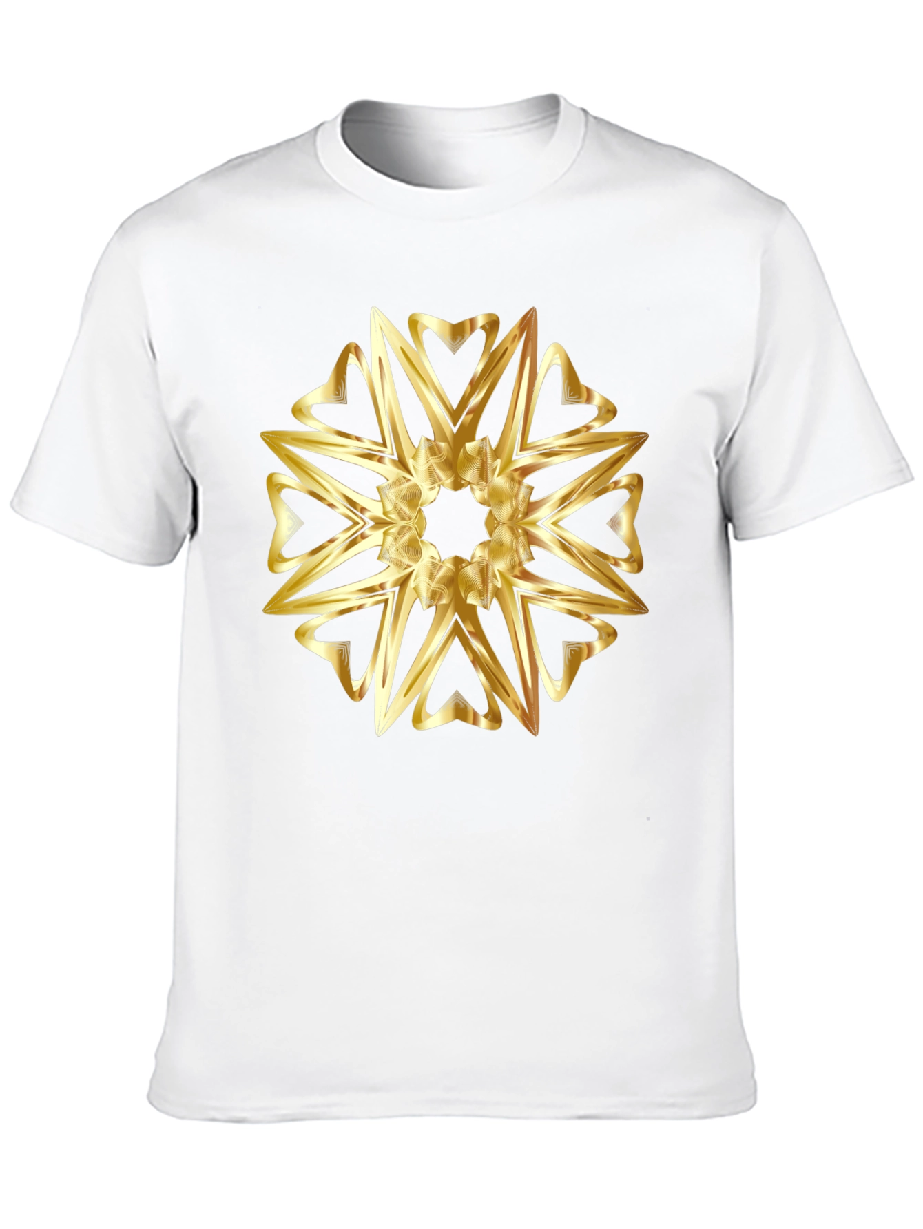 Golden Heart Mandala Graphic Black T-Shirt
