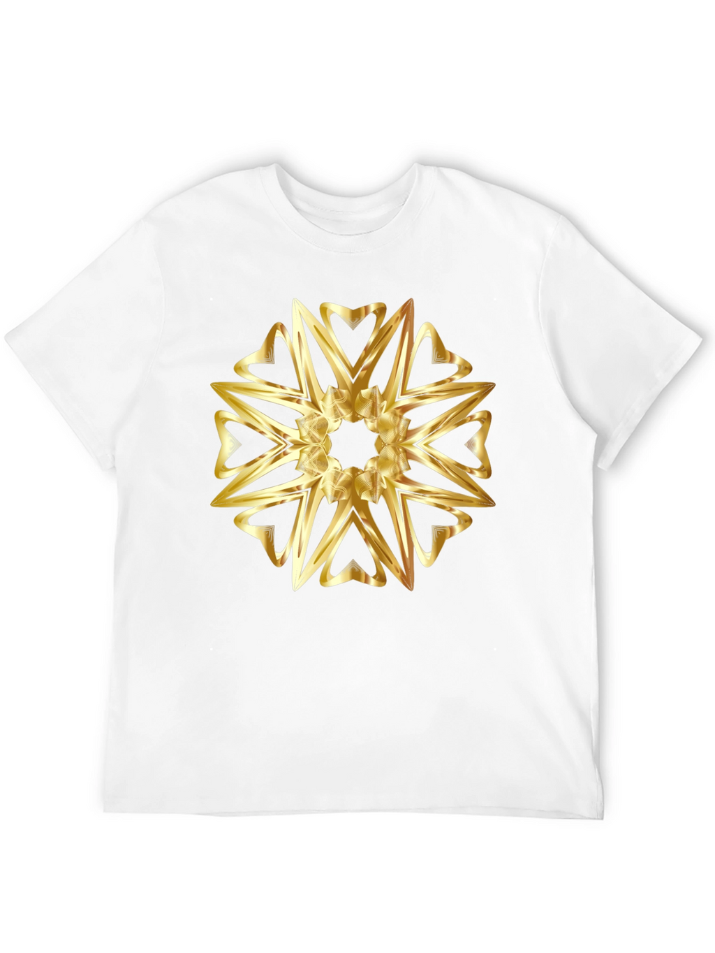 Golden Heart Mandala Graphic Black T-Shirt