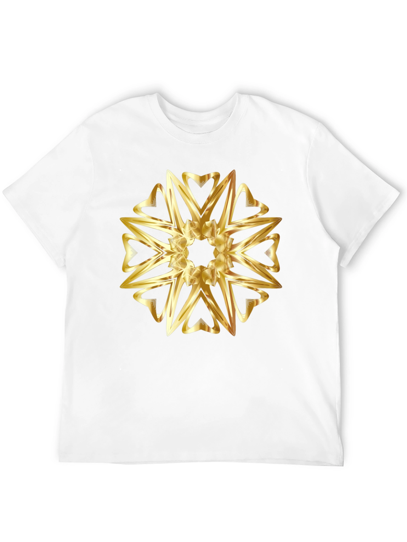 Golden Heart Mandala Graphic Black T-Shirt