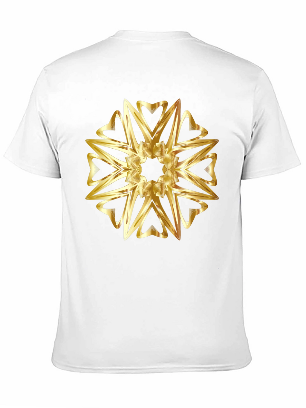 Golden Heart Mandala Graphic Black T-Shirt