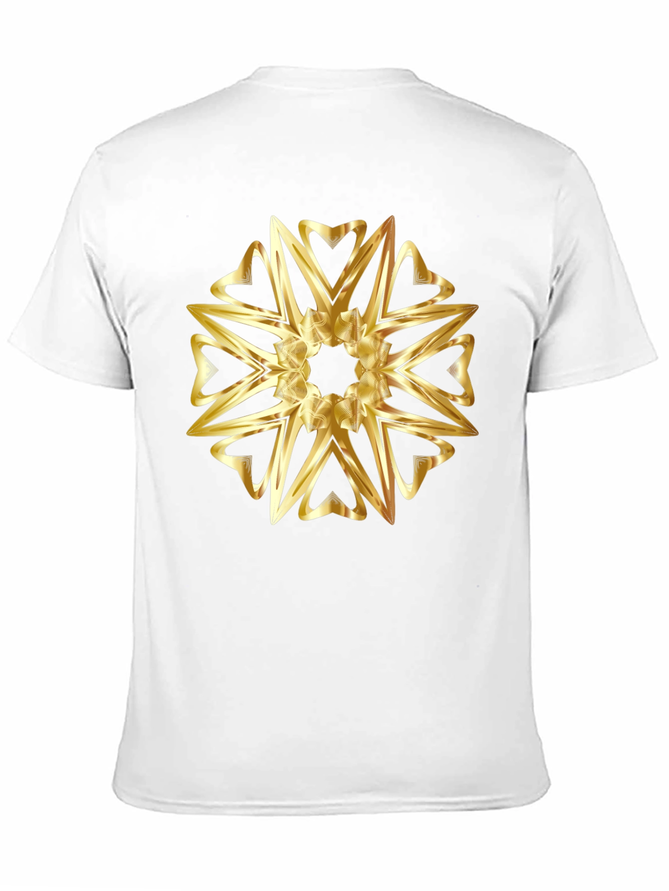 Golden Heart Mandala Graphic Black T-Shirt