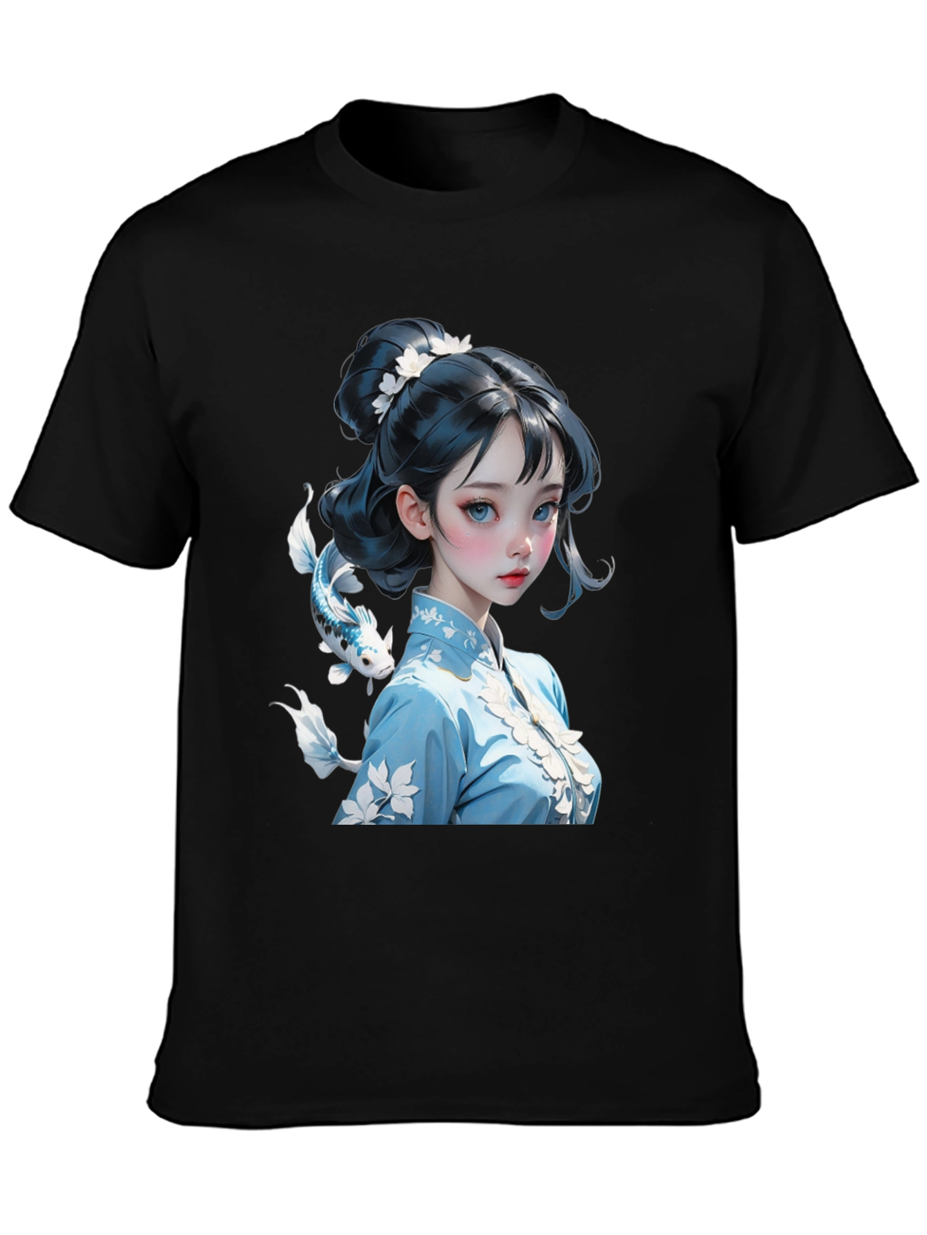 Anime Girl Graphic Tee - Stylish Black Cotton Blend Shirt