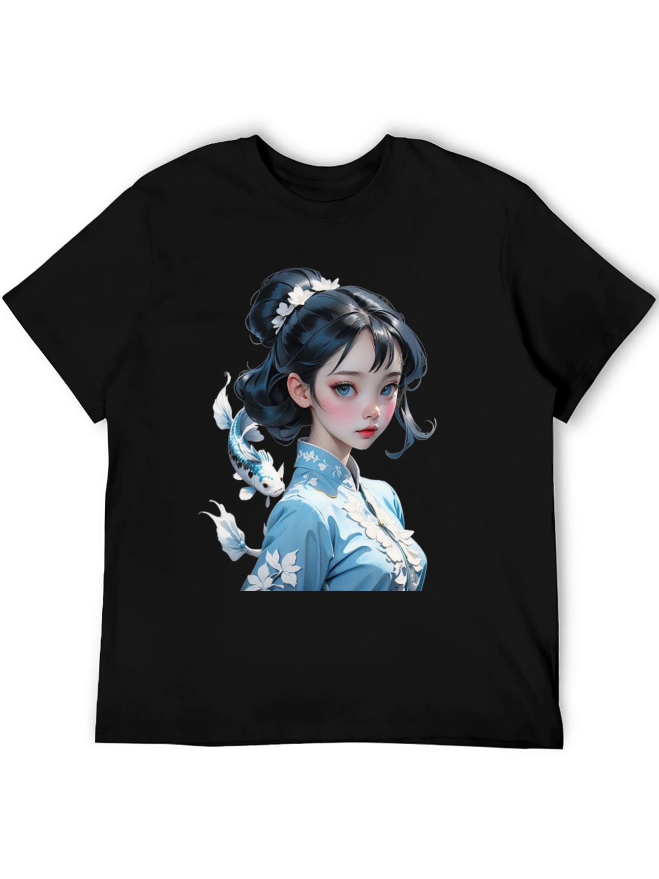 Anime Girl Graphic Tee - Stylish Black Cotton Blend Shirt