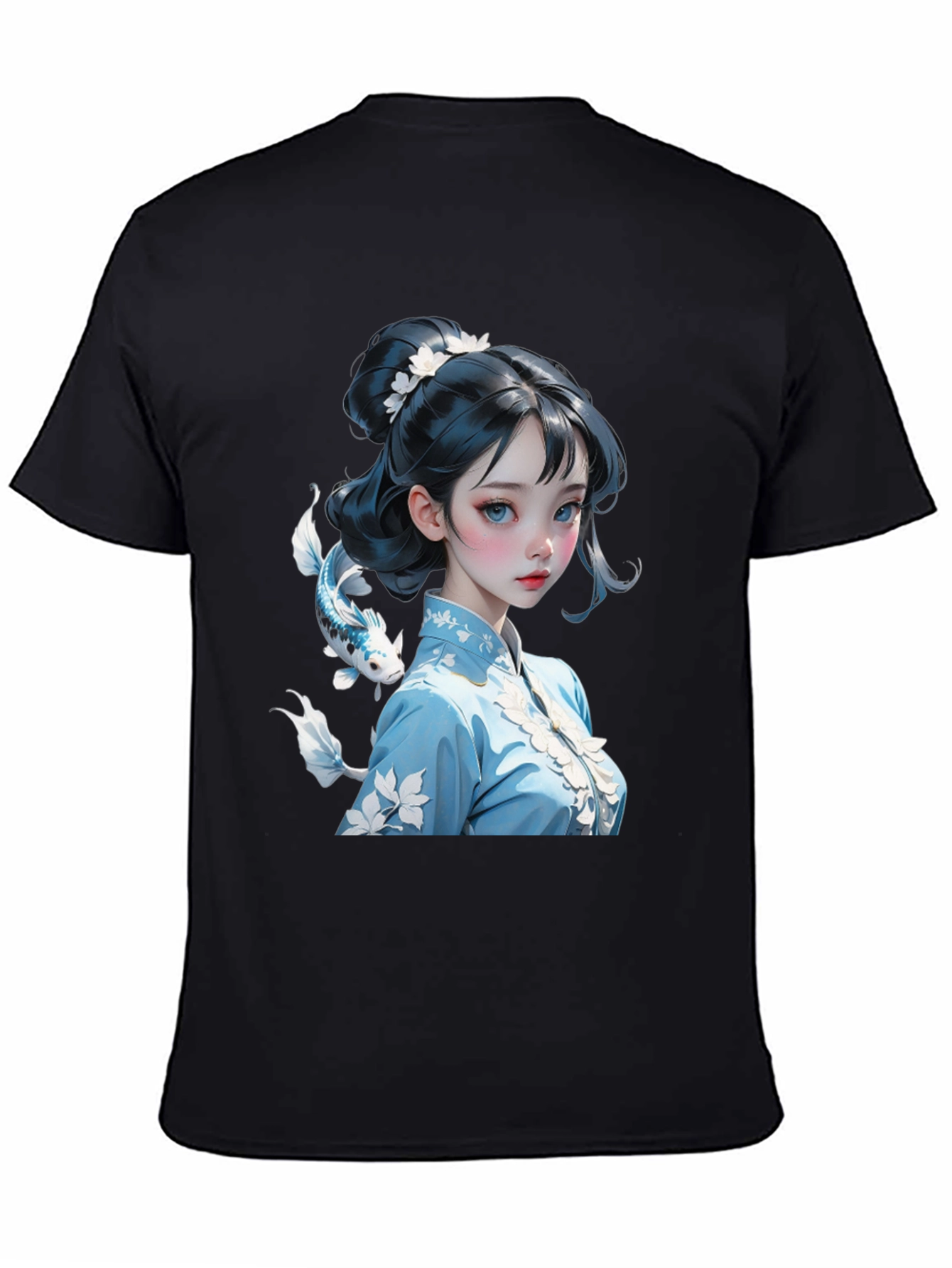 Anime Girl Graphic Tee - Stylish Black Cotton Blend Shirt