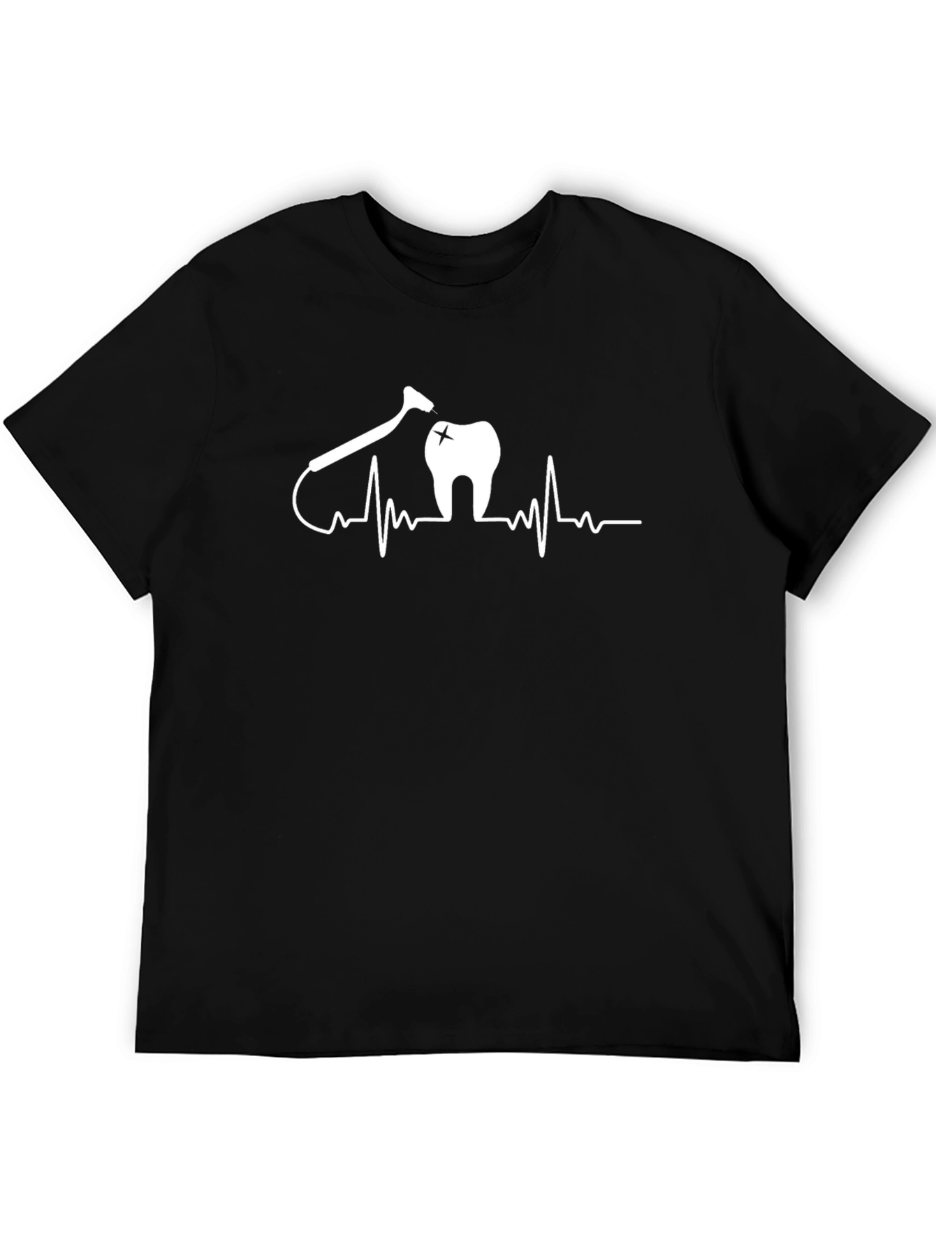 Dentist Heartbeat Black T-Shirt - Novelty Graphic Tee