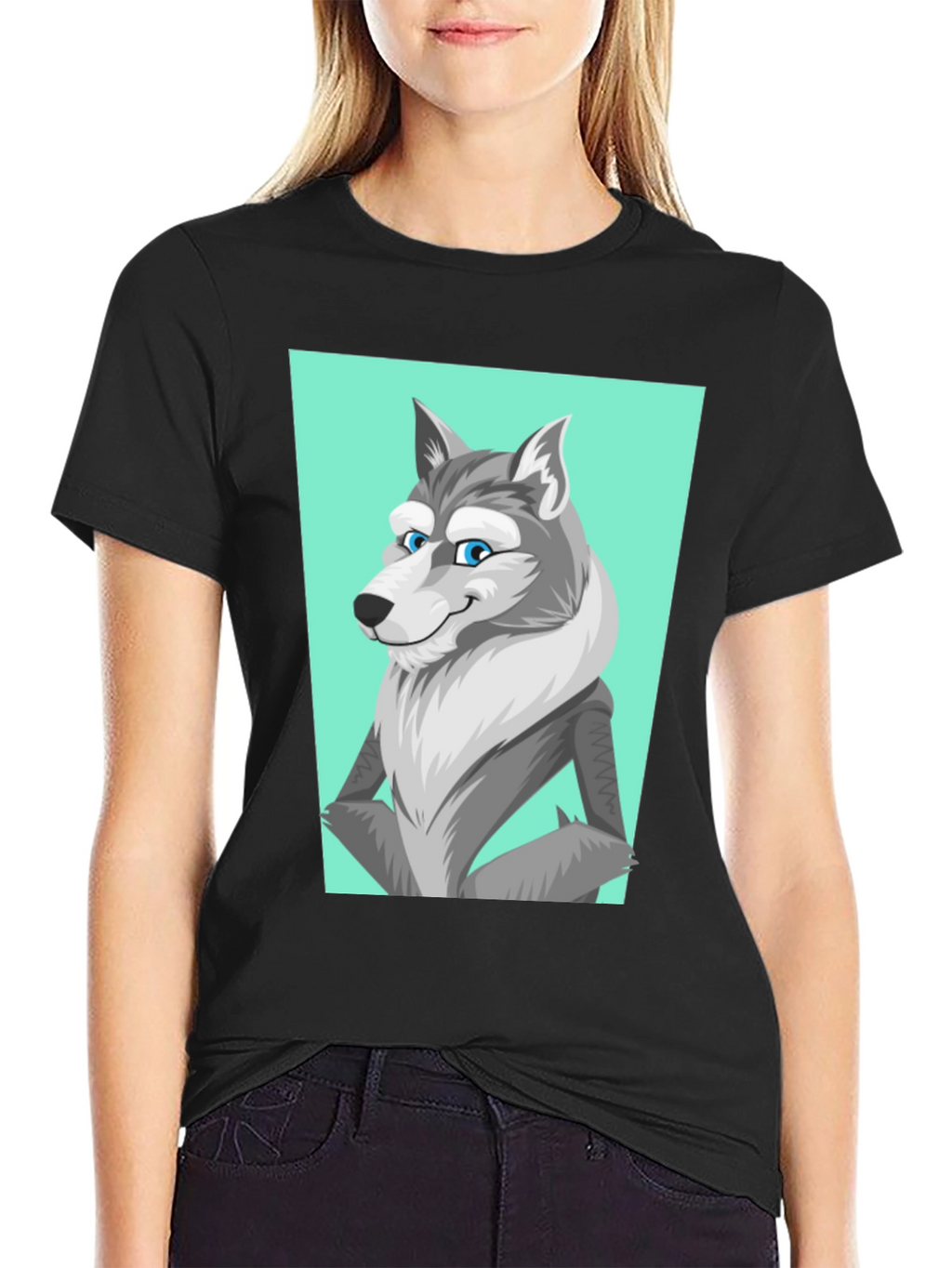 Cool Wolf Graphic Tee - Black