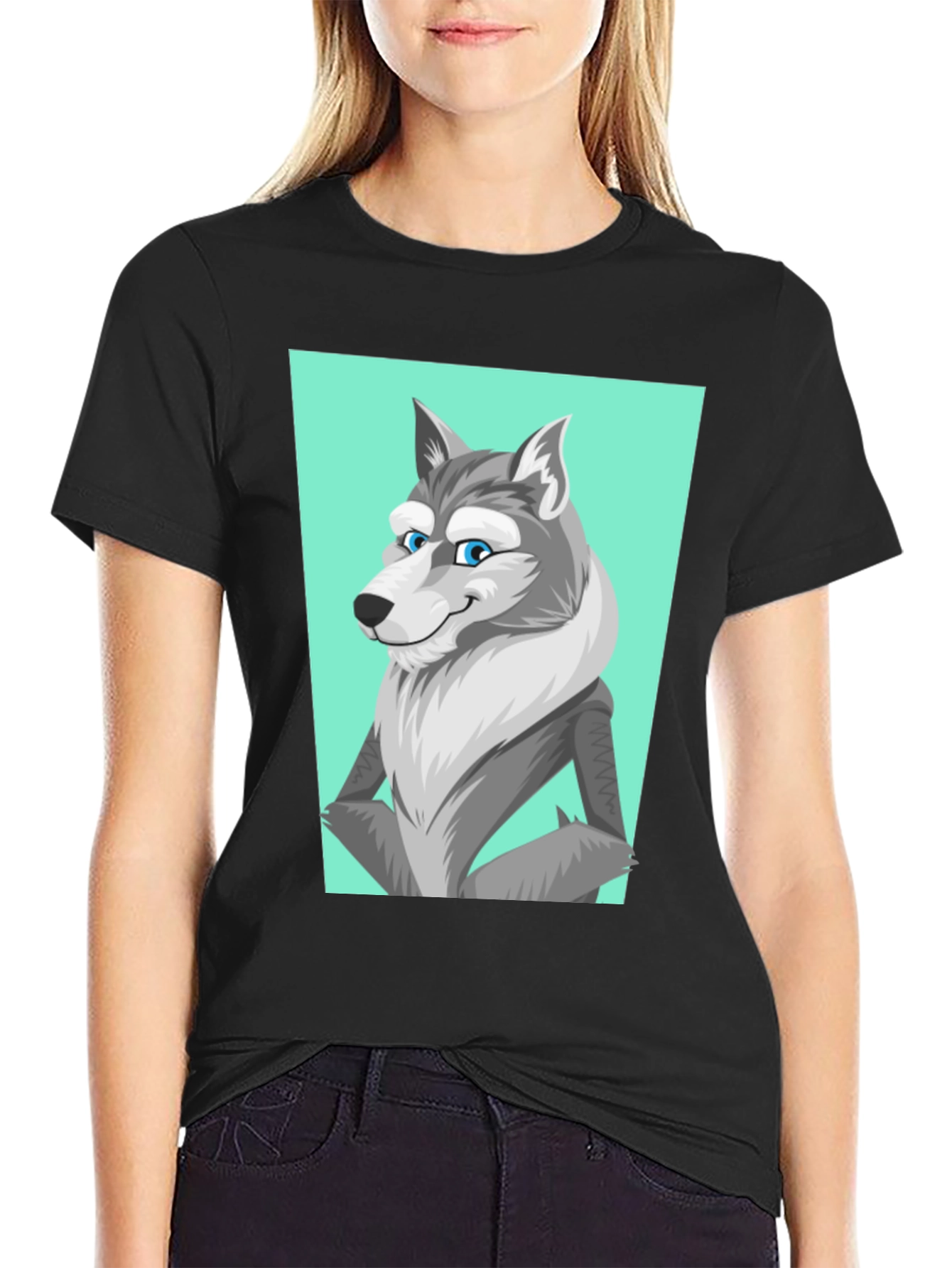 Cool Wolf Graphic Tee - Black
