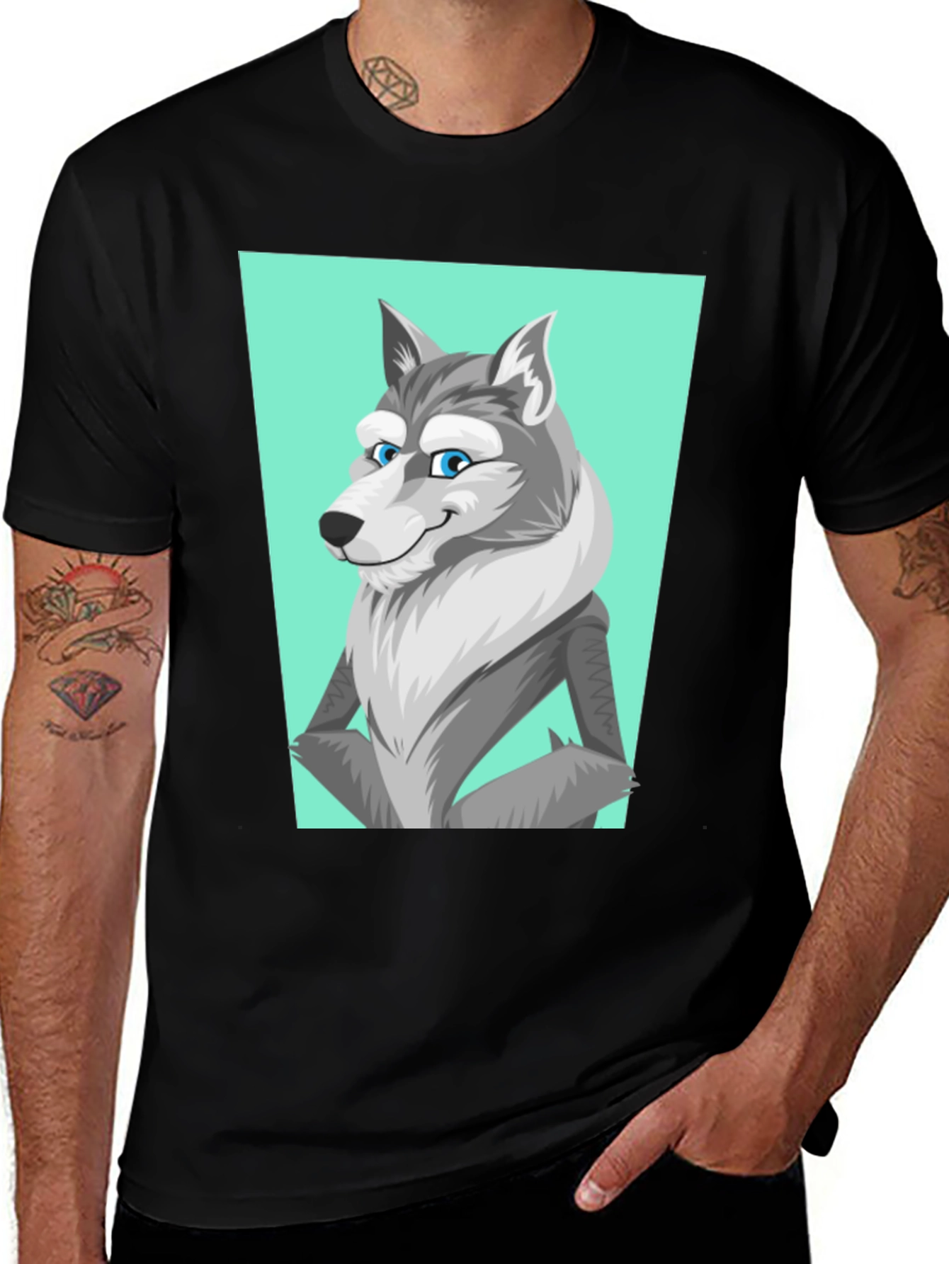 Cool Wolf Graphic Tee - Black