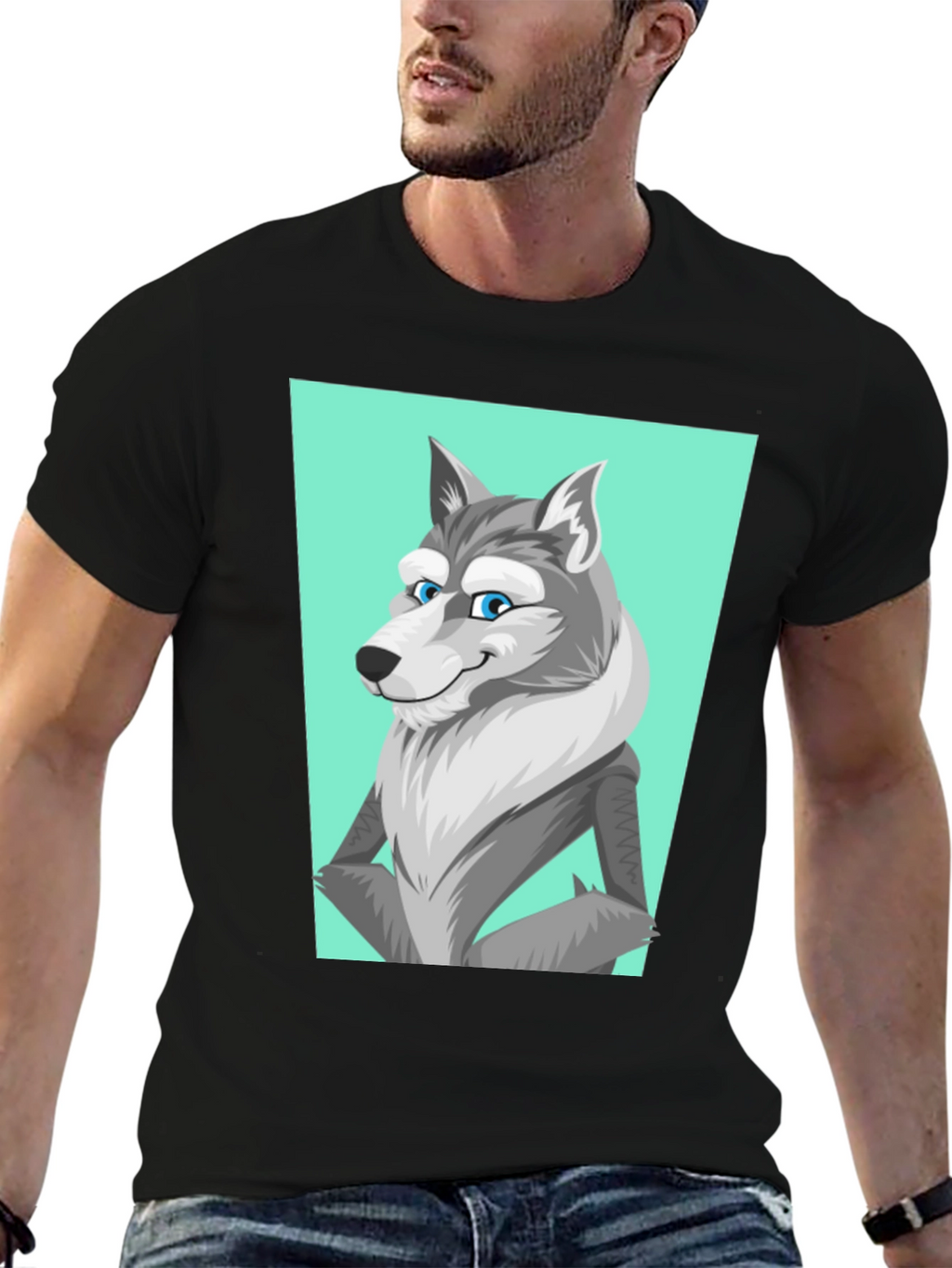 Cool Wolf Graphic Tee - Black