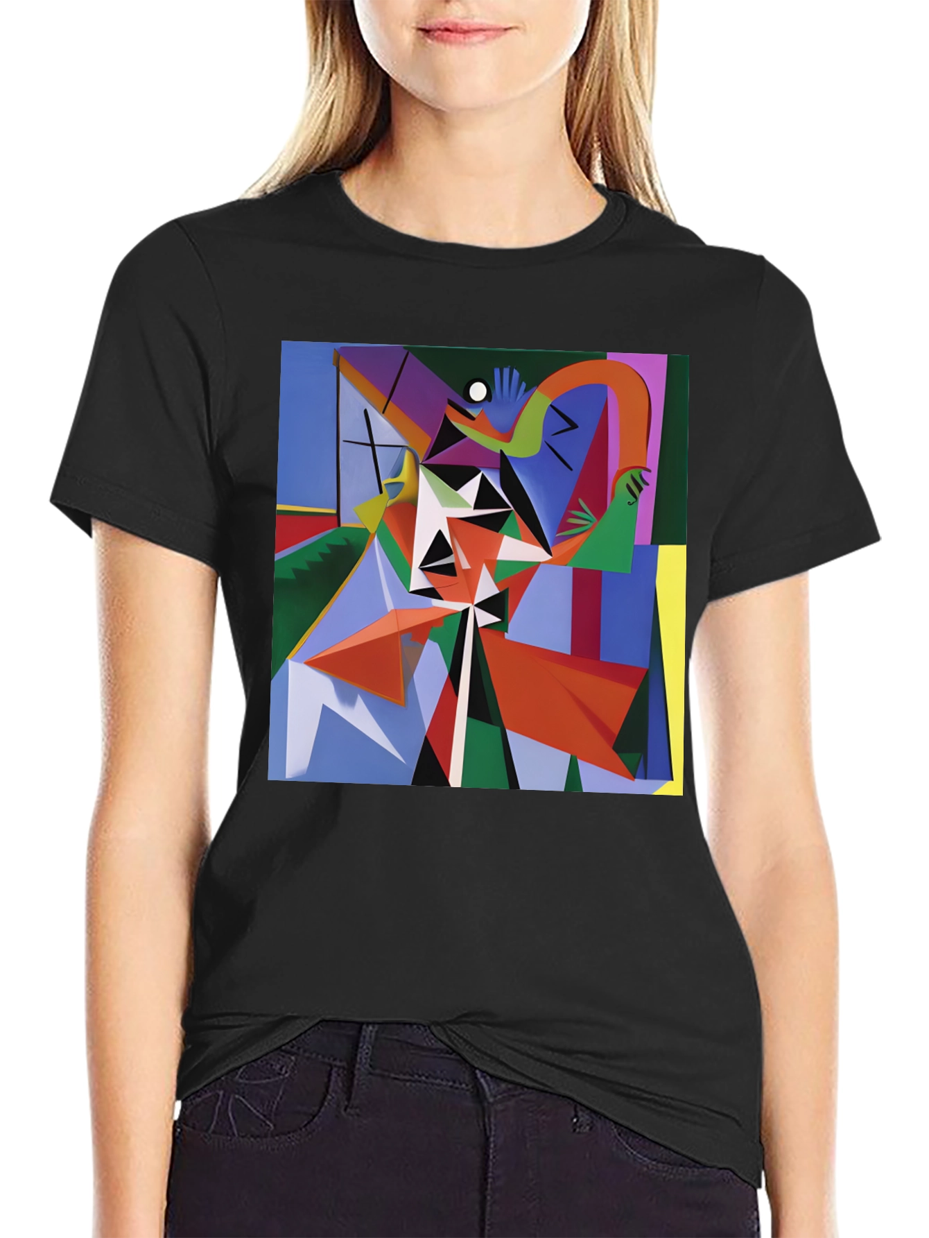 Abstract Geometric Art Print Black T-Shirt